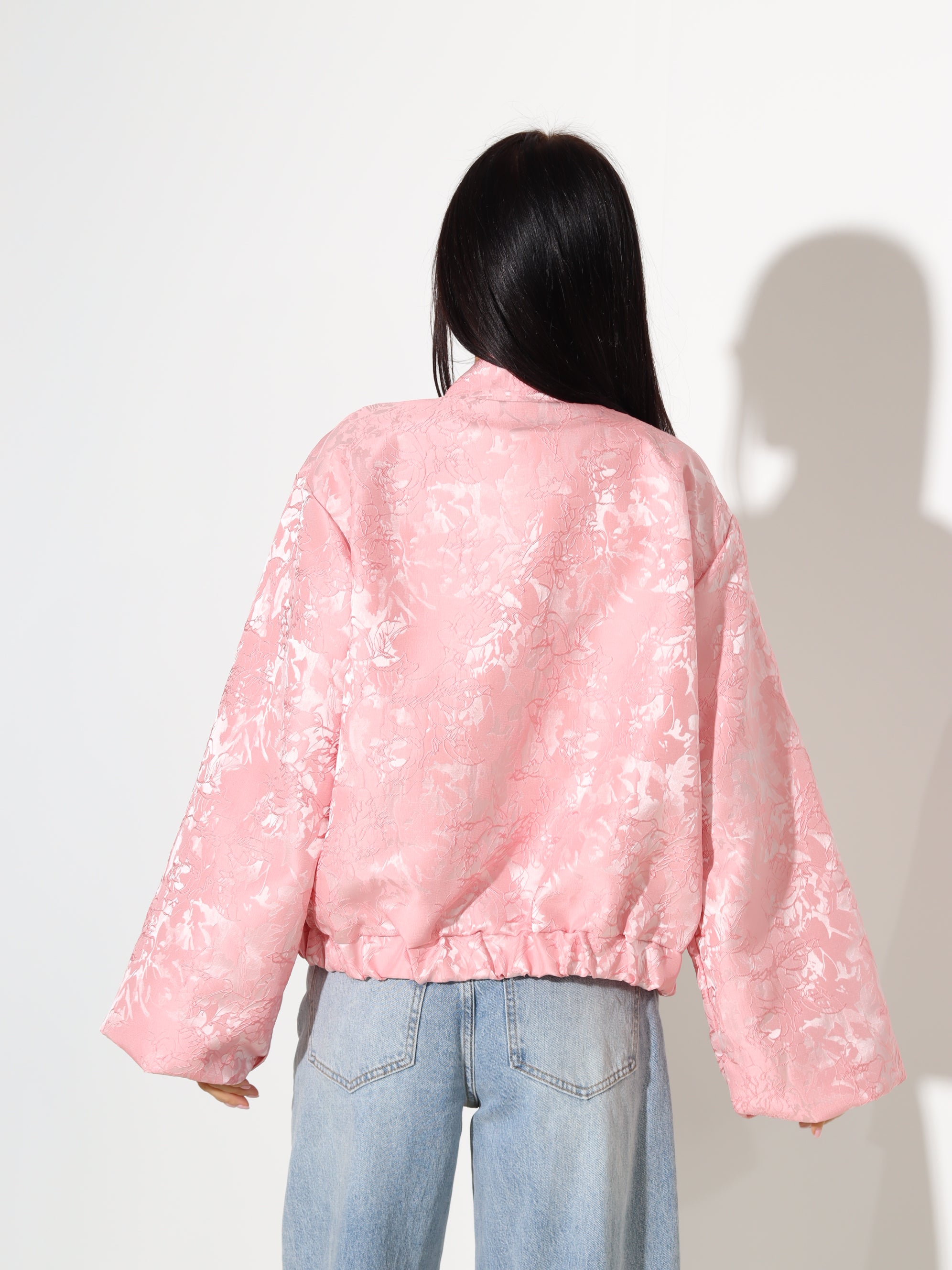 Rozā, eleganta auduma virsjaka/bomberjaka- 18402