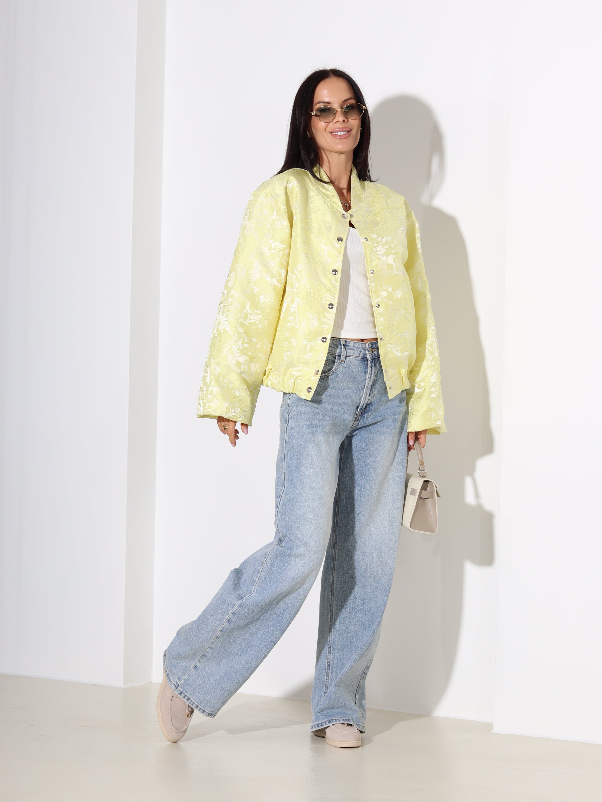 Dzeltena, eleganta auduma virsjaka/bomberjaka- 18404