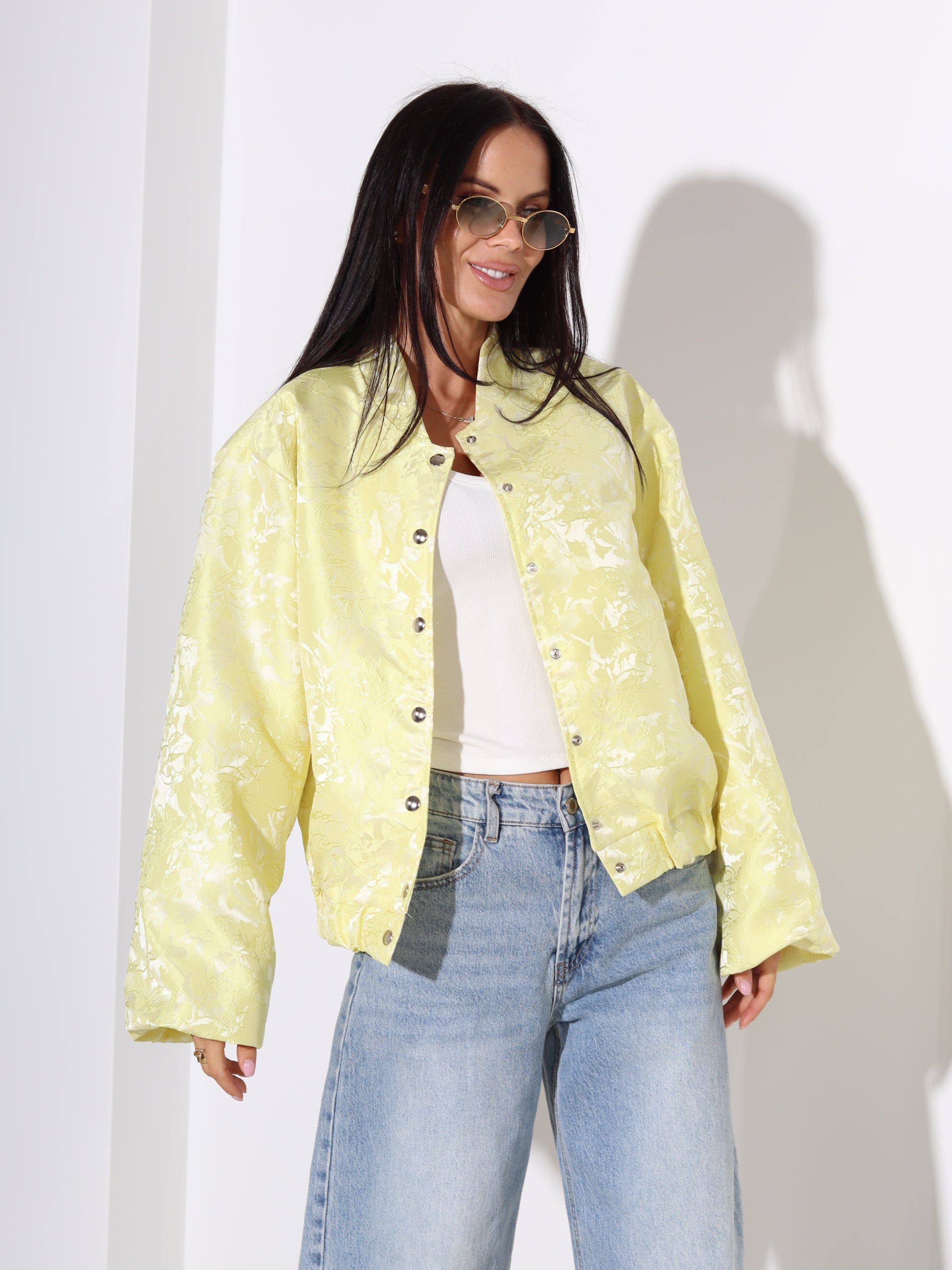 Dzeltena, eleganta auduma virsjaka/bomberjaka- 18404