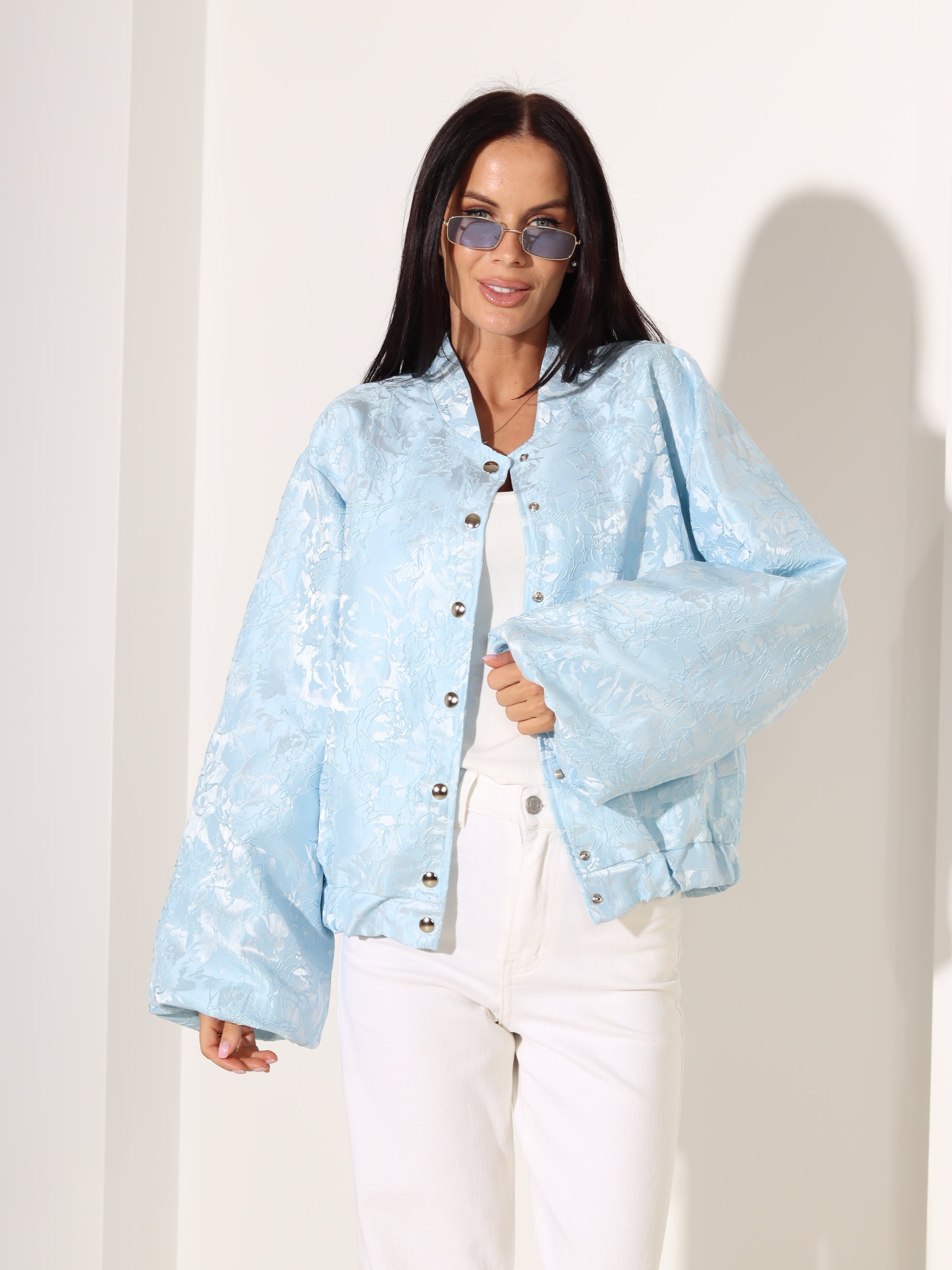 Zila, eleganta auduma virsjaka/bomberjaka- 18403