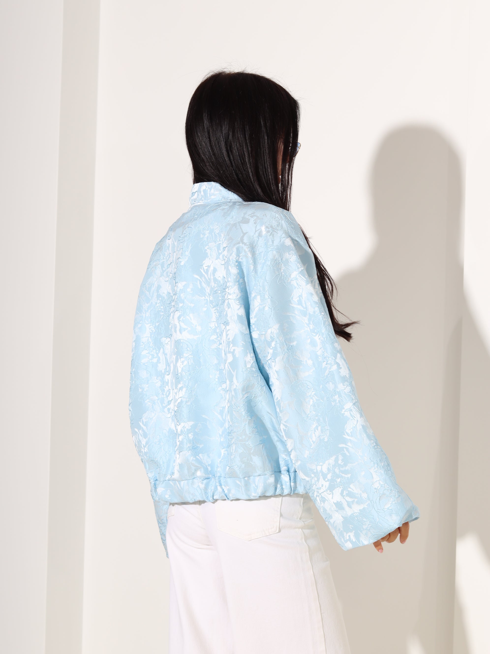 Zila, eleganta auduma virsjaka/bomberjaka- 18403