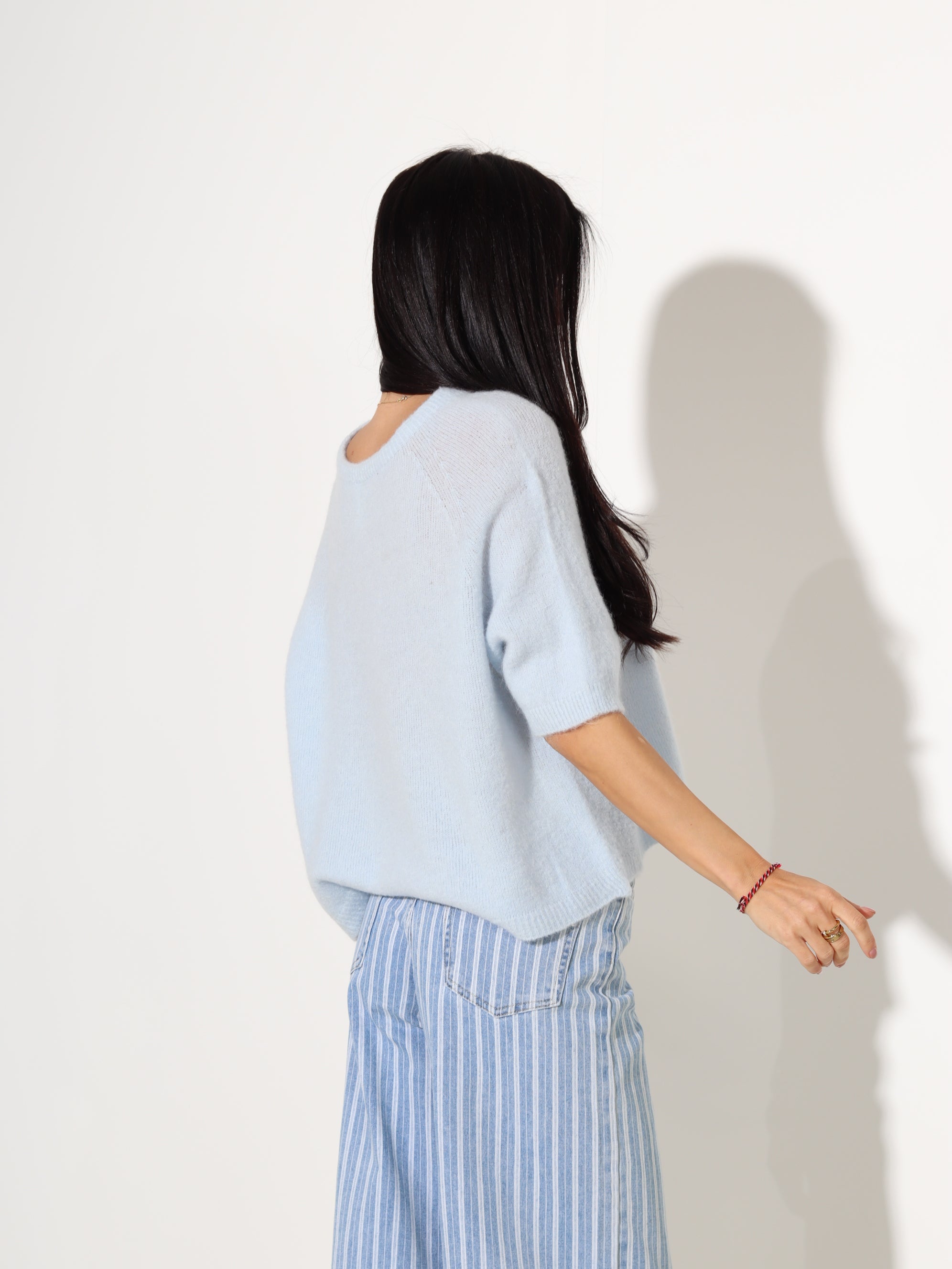 Zils džemperis ar īsu piedurkni, alpaka koosseisus - 18201