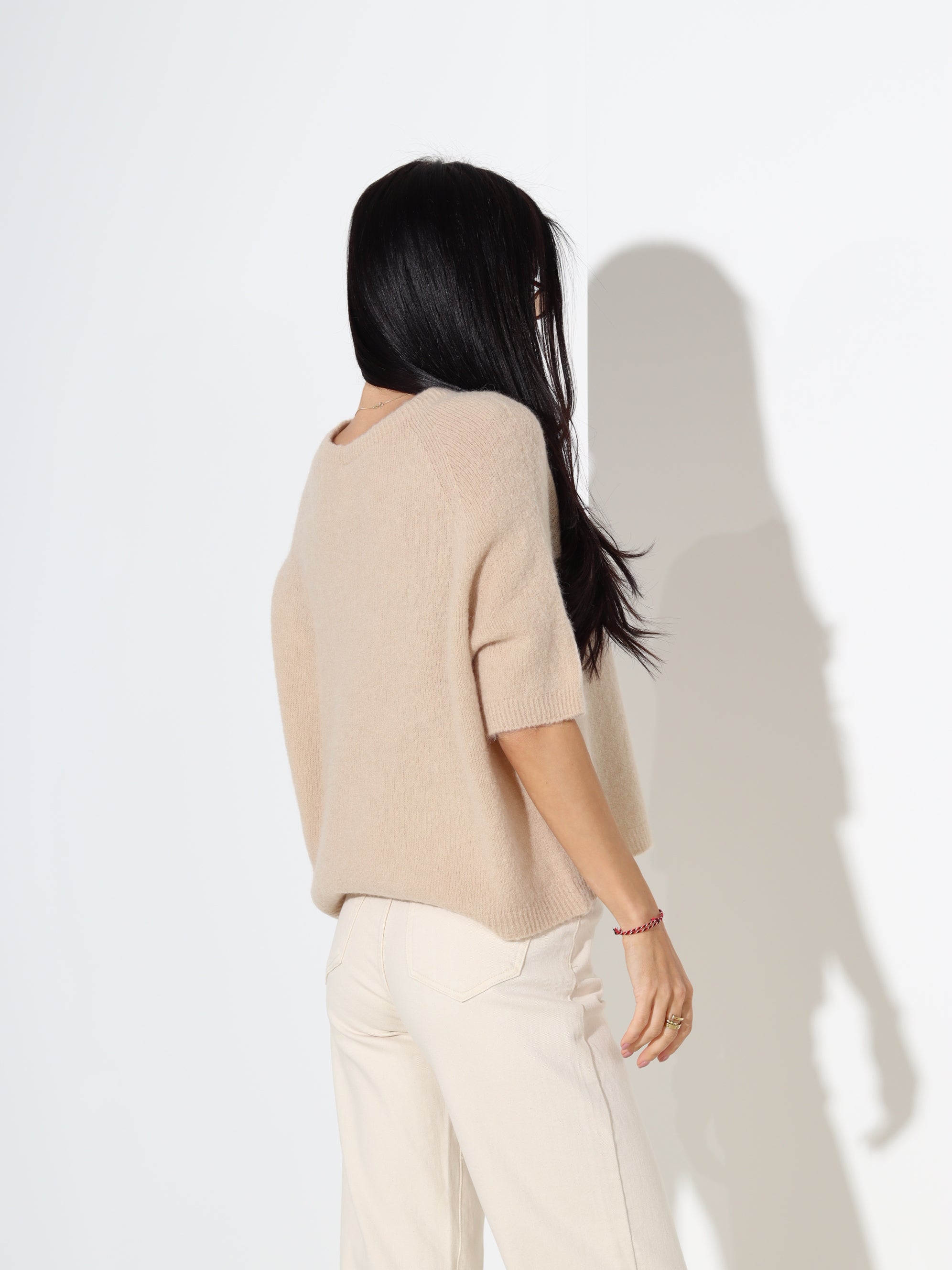 Brūns džemperis ar īsu piedurkni, alpaka koosseisus - 18204