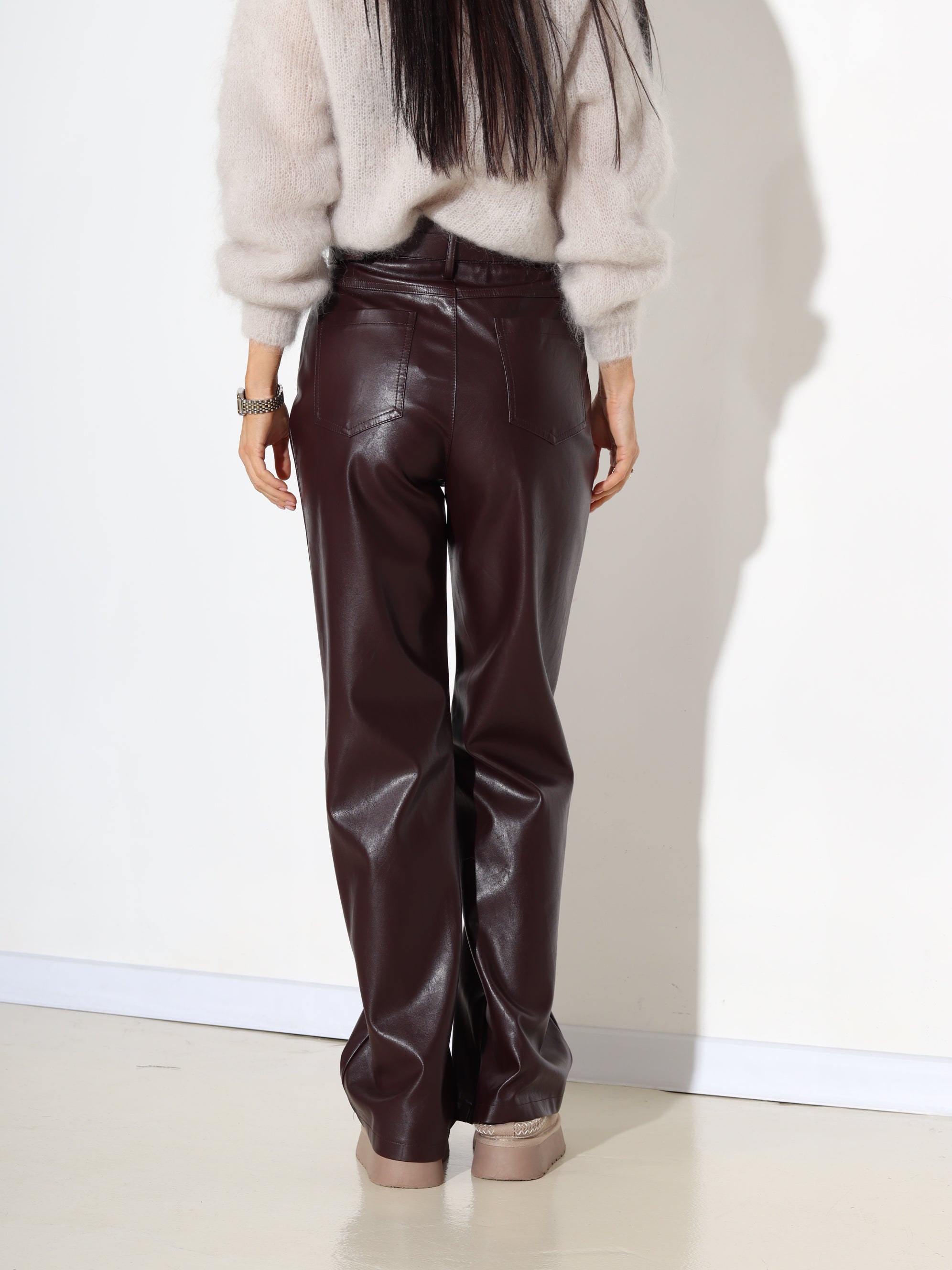 Bordo eko ādas bikses ,Basic' - 17955