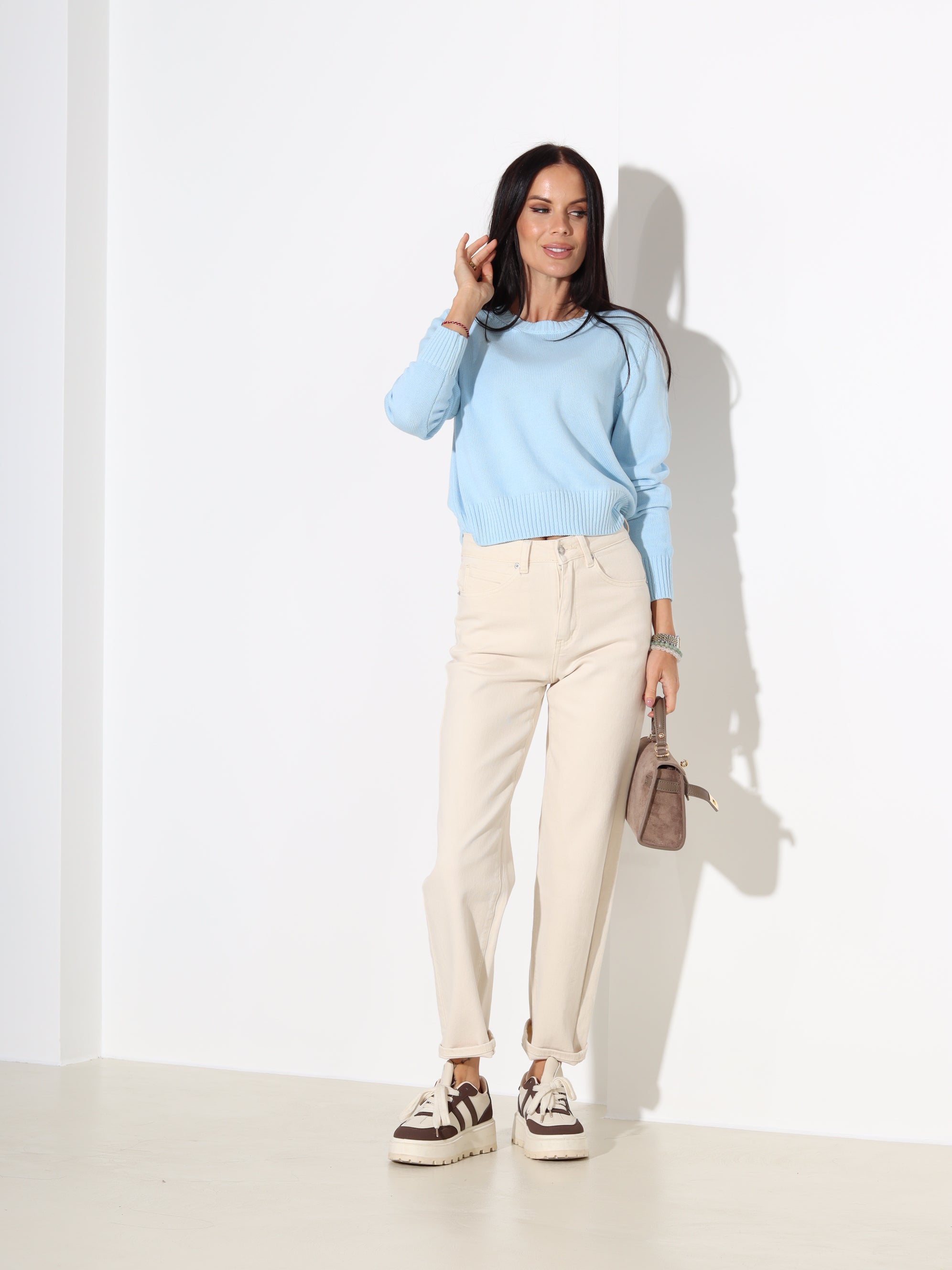 Zils "basic" adīts kokvilnas džemperis - 18183