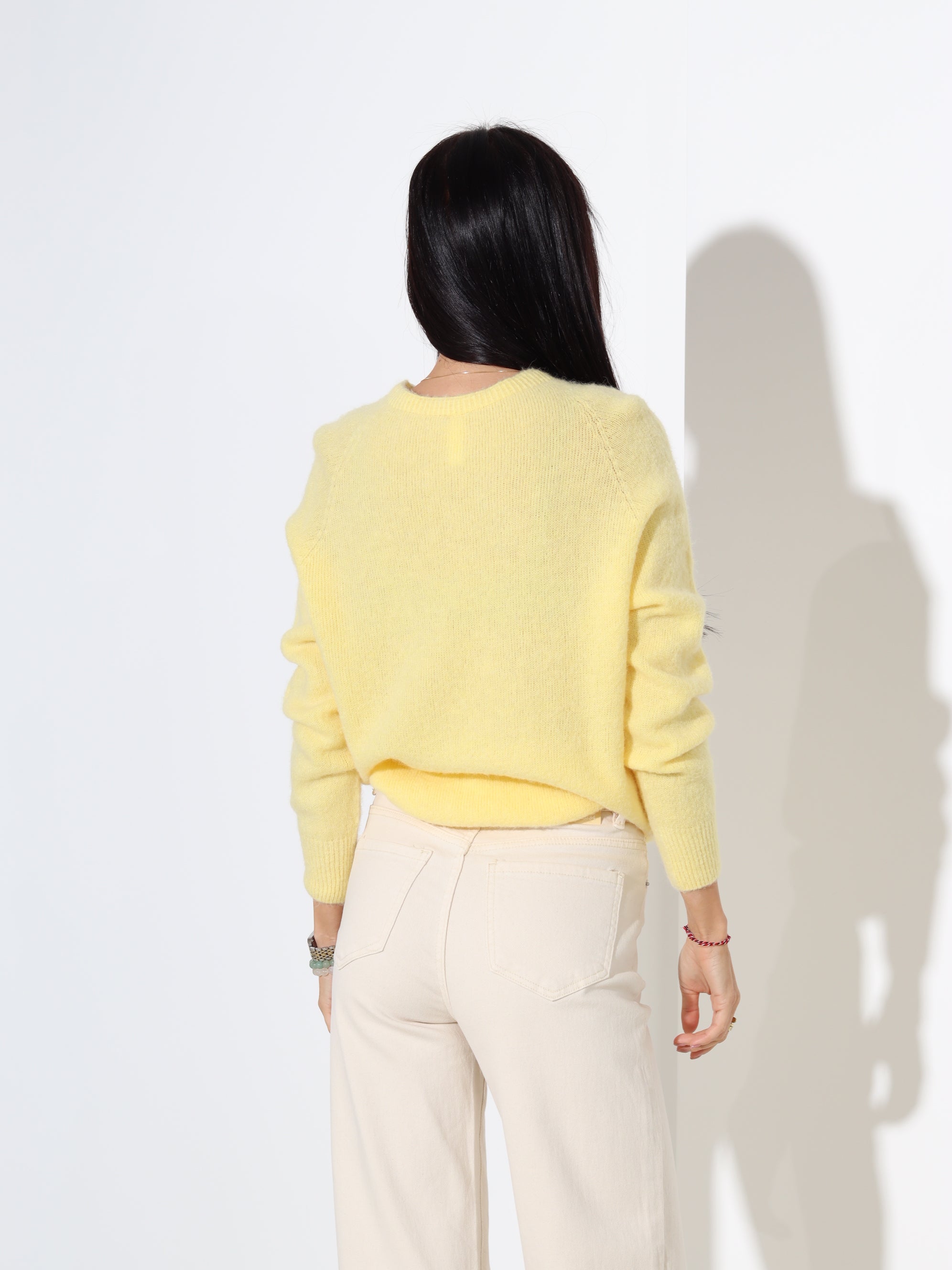 Dzeltens džemperis ar garu piedurkni, alpaka koosseisus - 18187