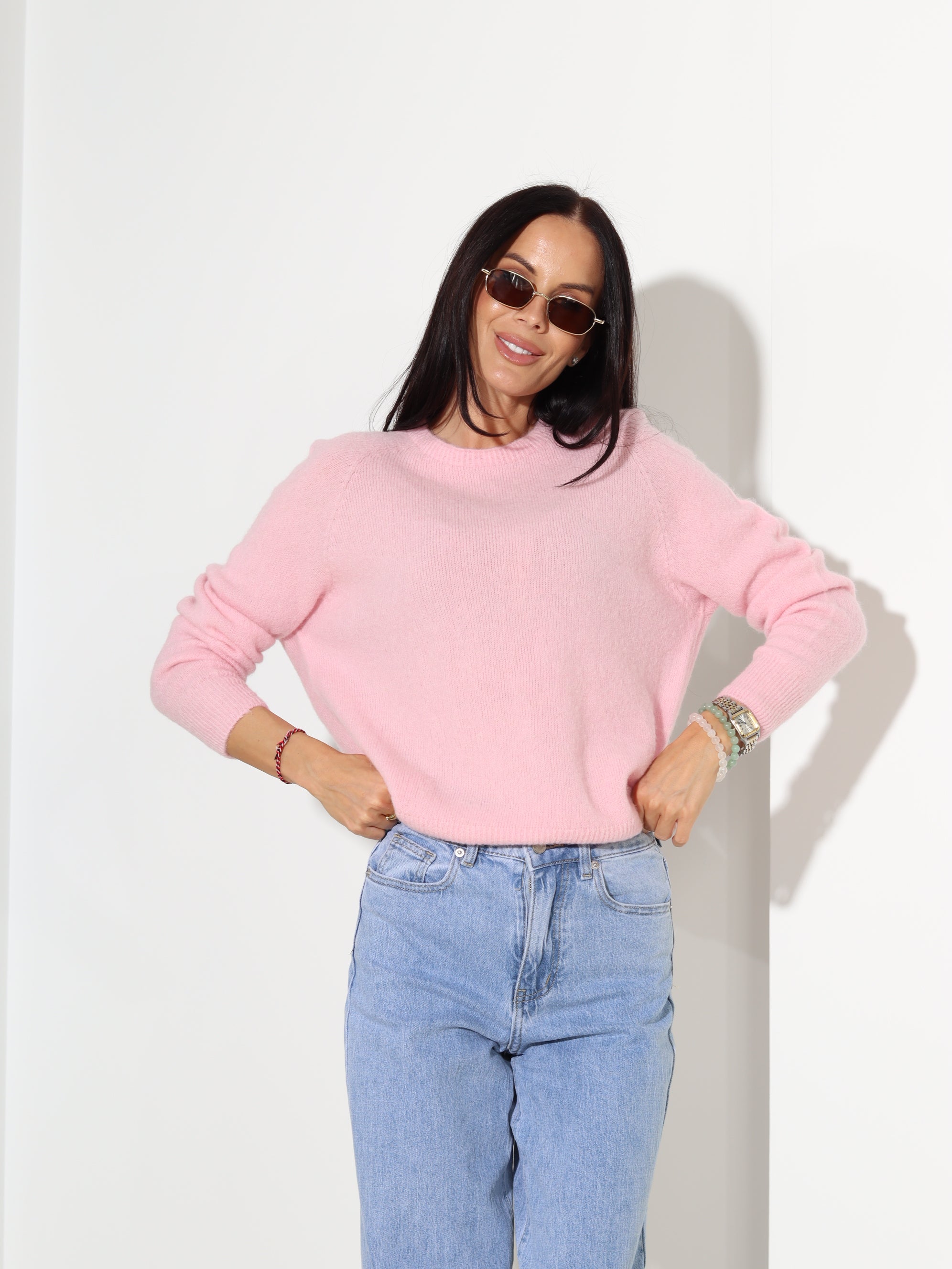 Rozā džemperis ar garu piedurkni, alpaka koosseisus - 18189