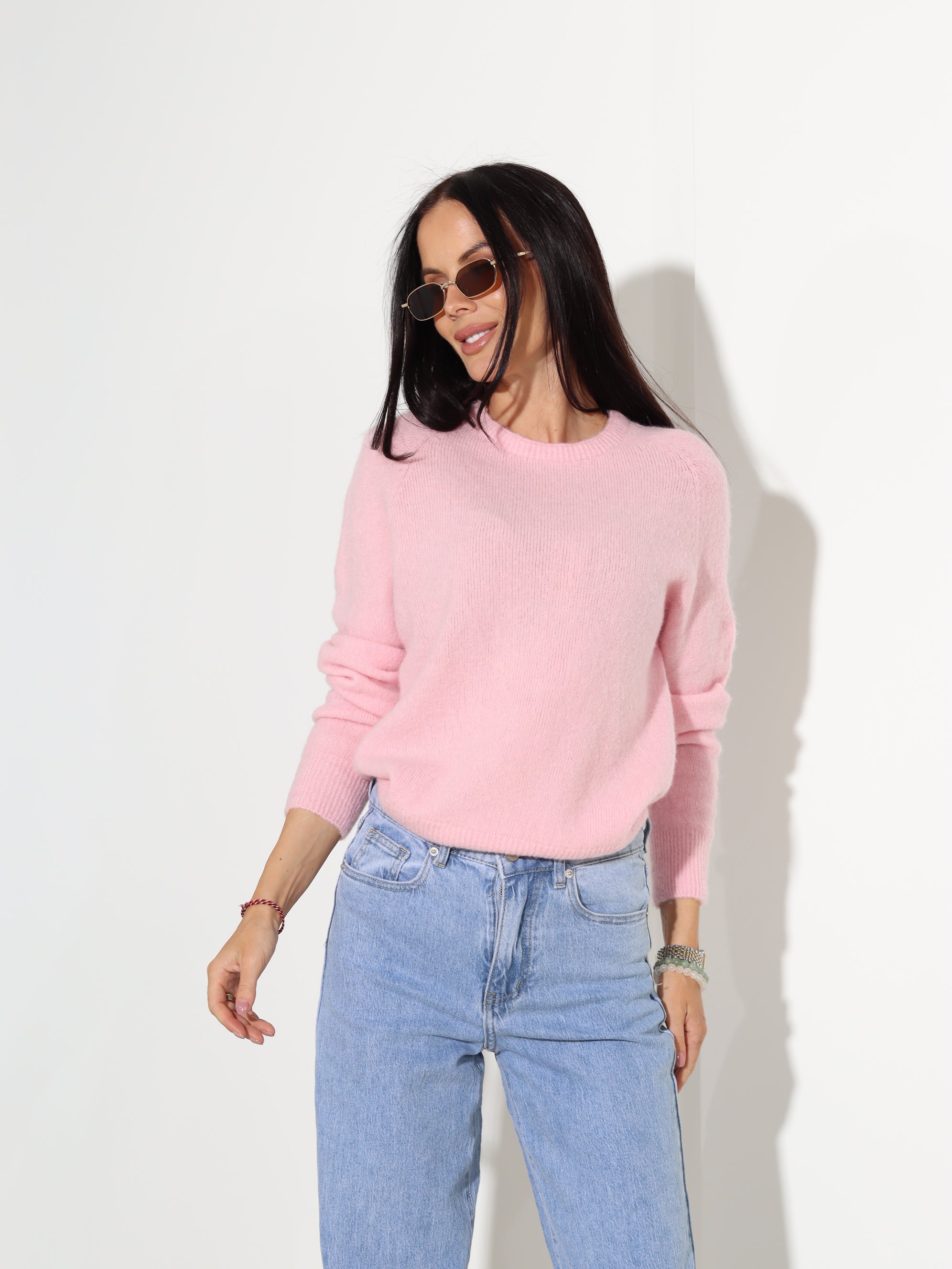 Rozā džemperis ar garu piedurkni, alpaka koosseisus - 18189