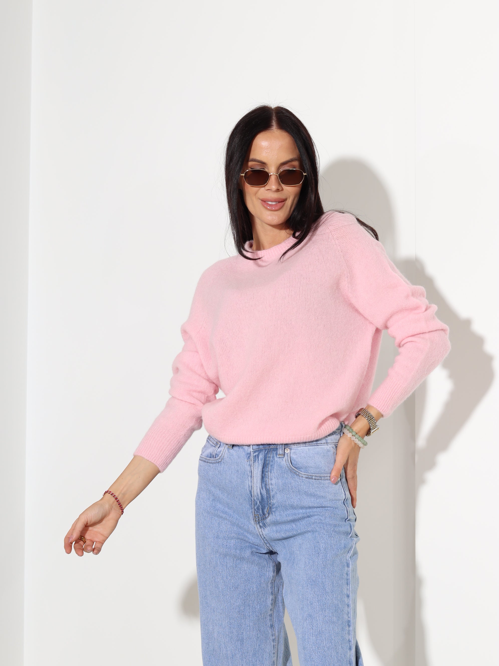 Rozā džemperis ar garu piedurkni, alpaka koosseisus - 18189