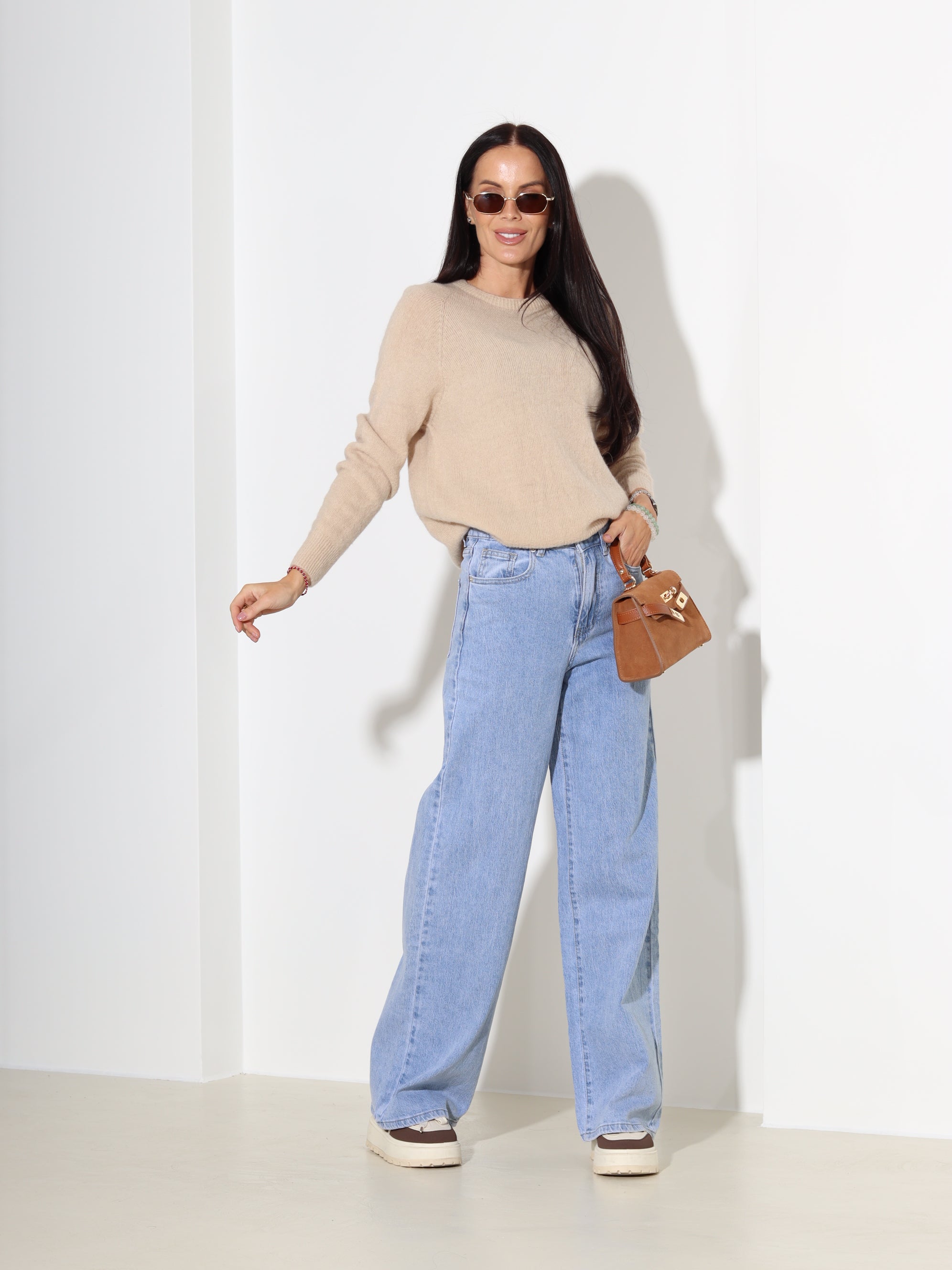 Bēšs džemperis ar garu piedurkni, alpaka koosseisus - 18188