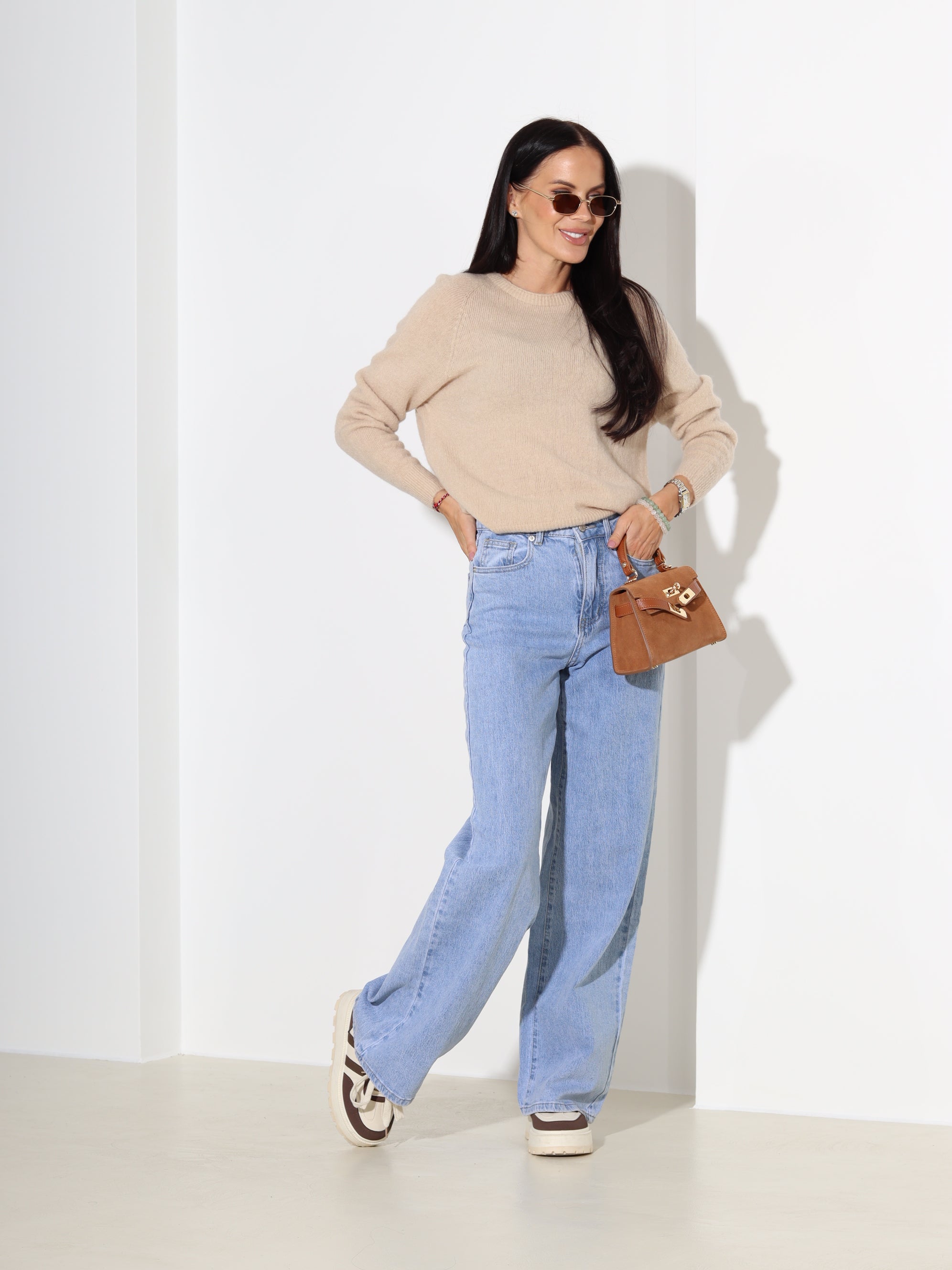 Bēšs džemperis ar garu piedurkni, alpaka koosseisus - 18188