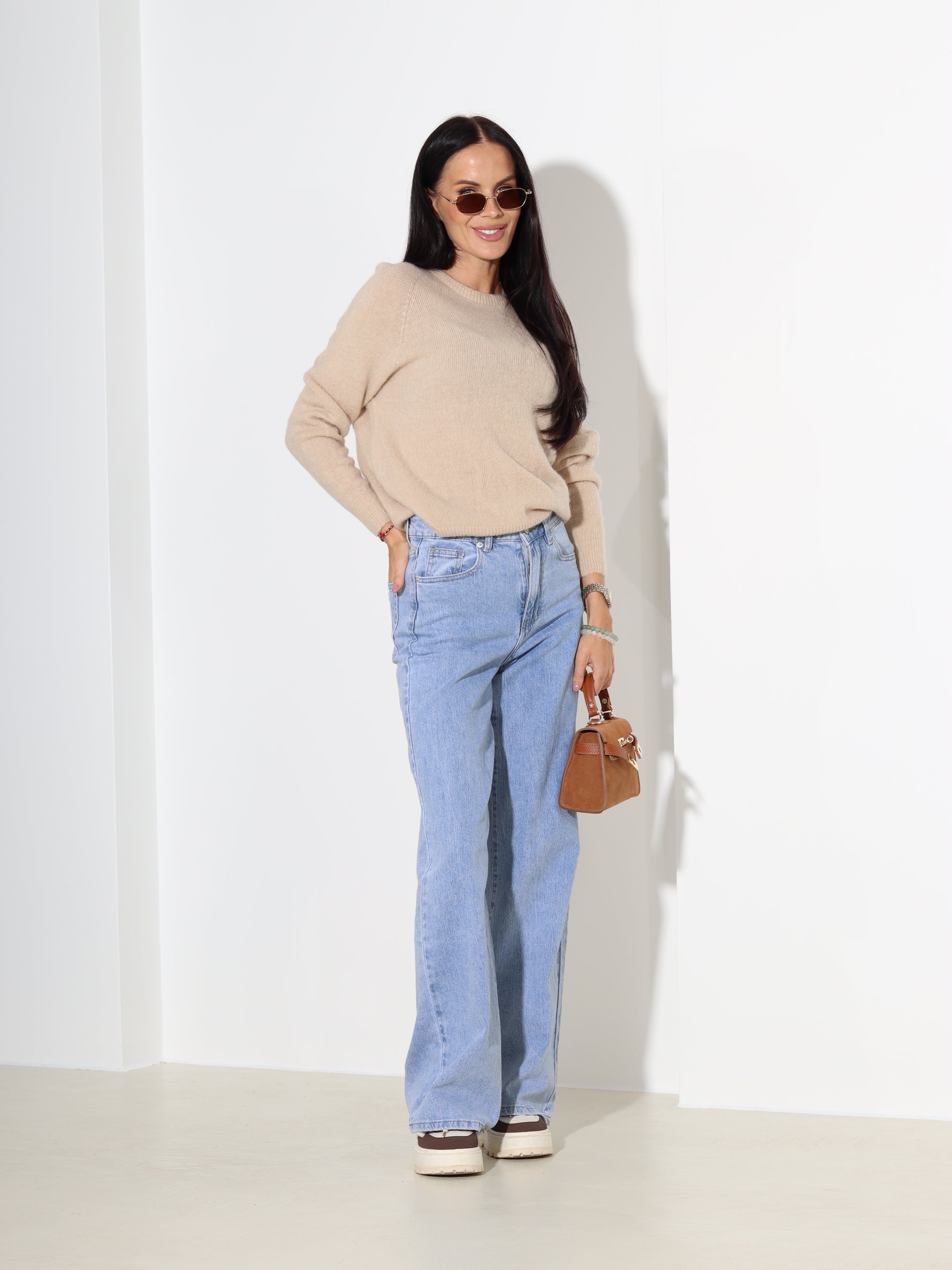 Bēšs džemperis ar garu piedurkni, alpaka koosseisus - 18188