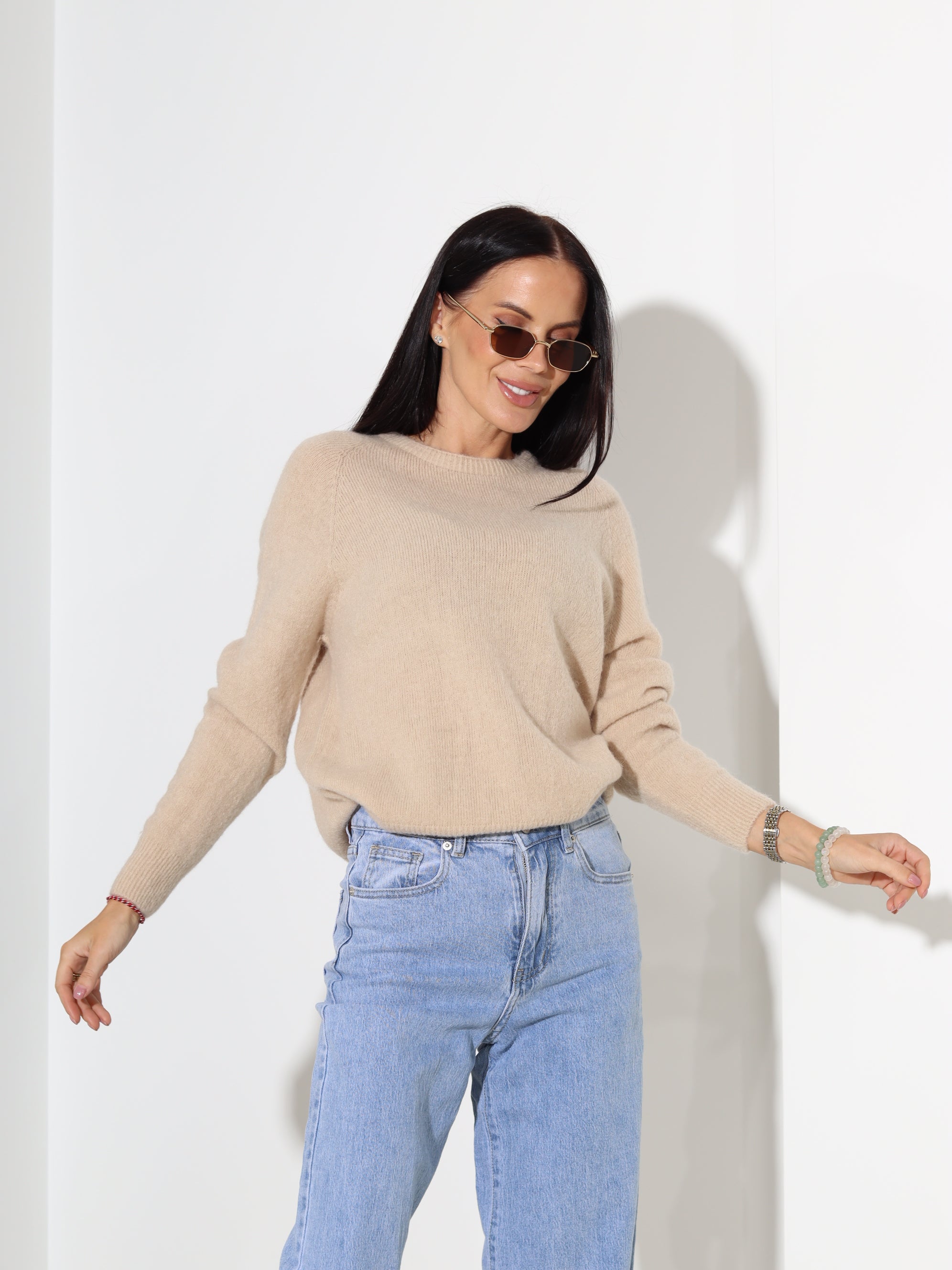 Bēšs džemperis ar garu piedurkni, alpaka koosseisus - 18188