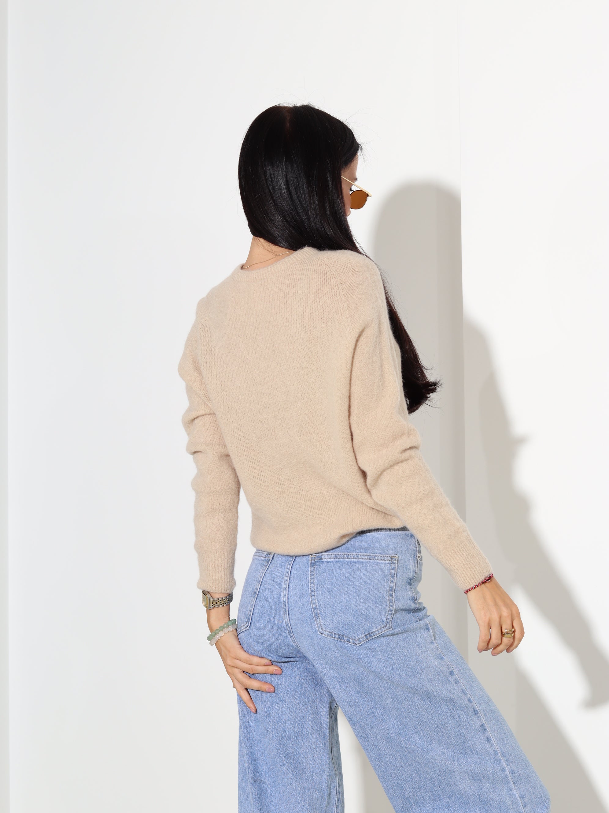 Bēšs džemperis ar garu piedurkni, alpaka koosseisus - 18188