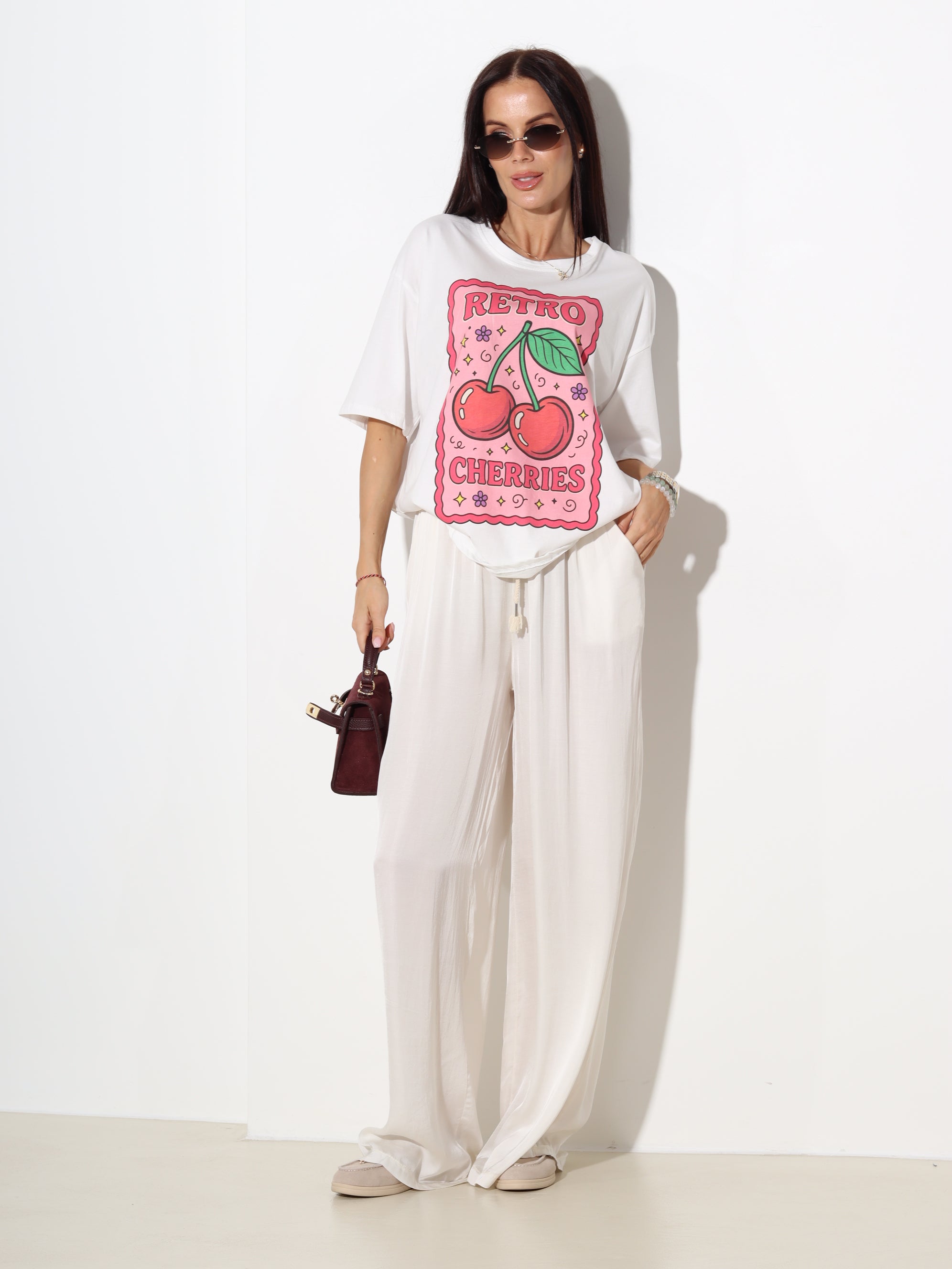 Balts tops "Retro cherries" - 20095