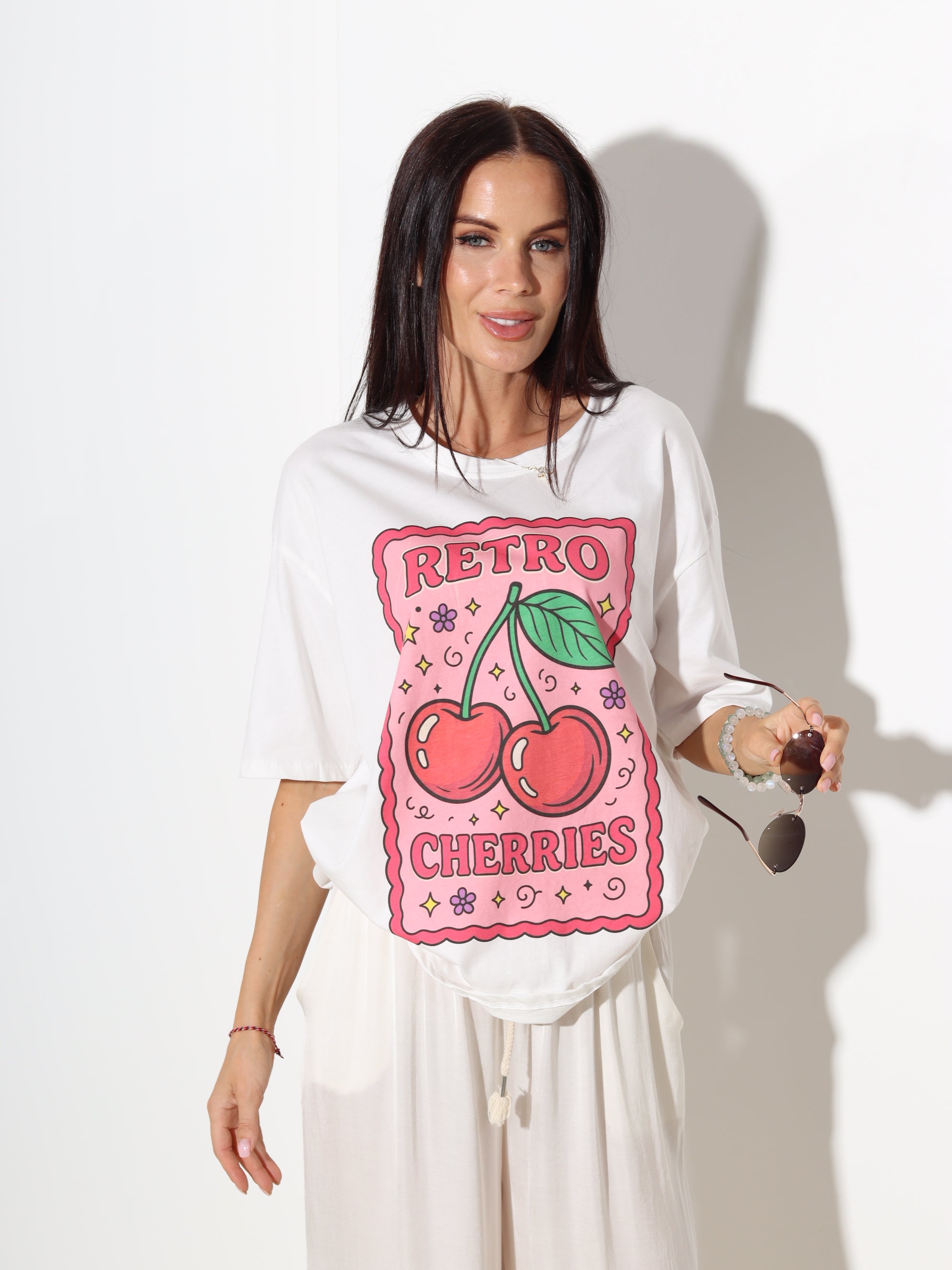 Balts tops "Retro cherries" - 20095