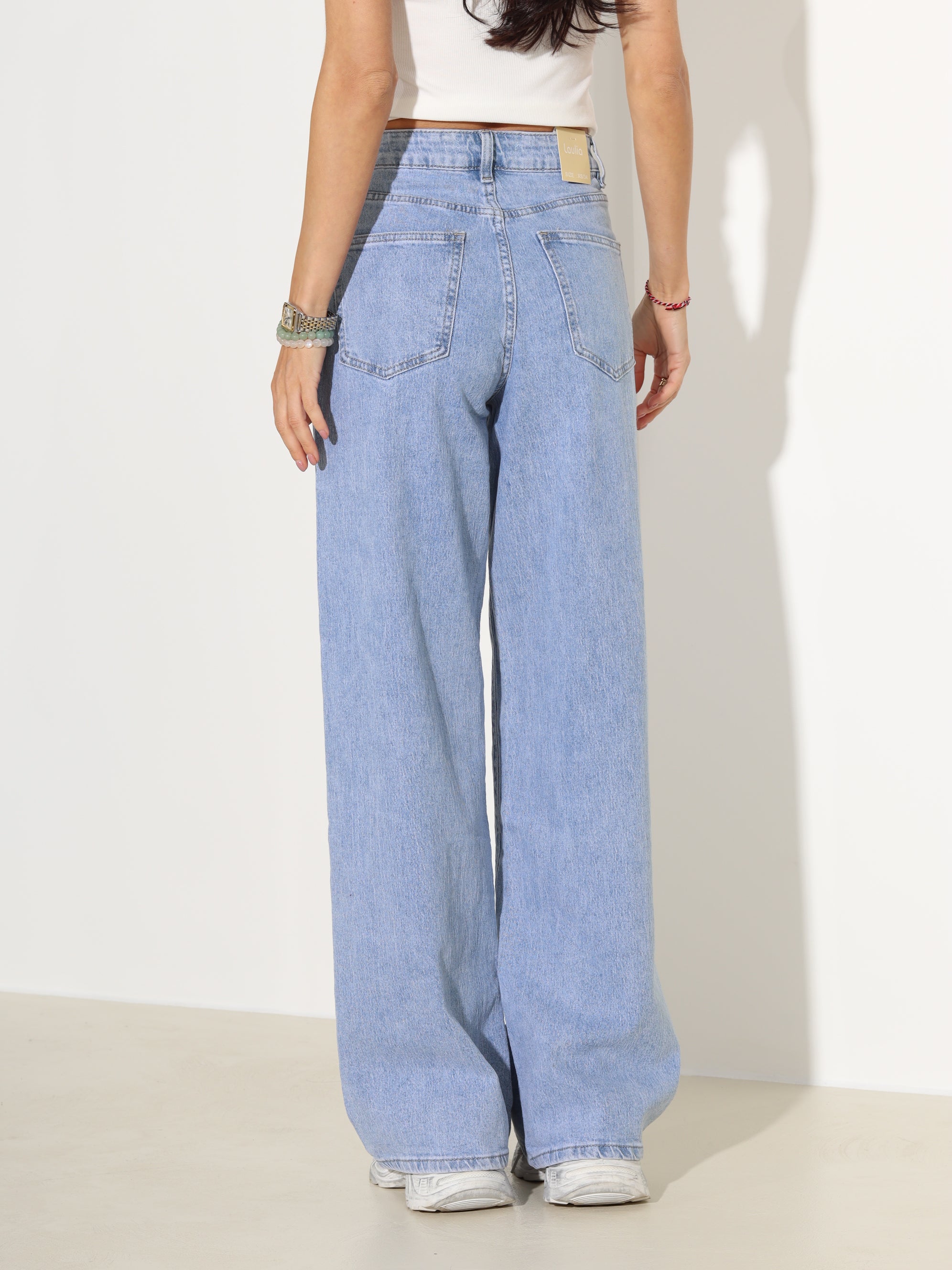 Zilas džinsa püksid ar paplatinātiem stariem - 18171