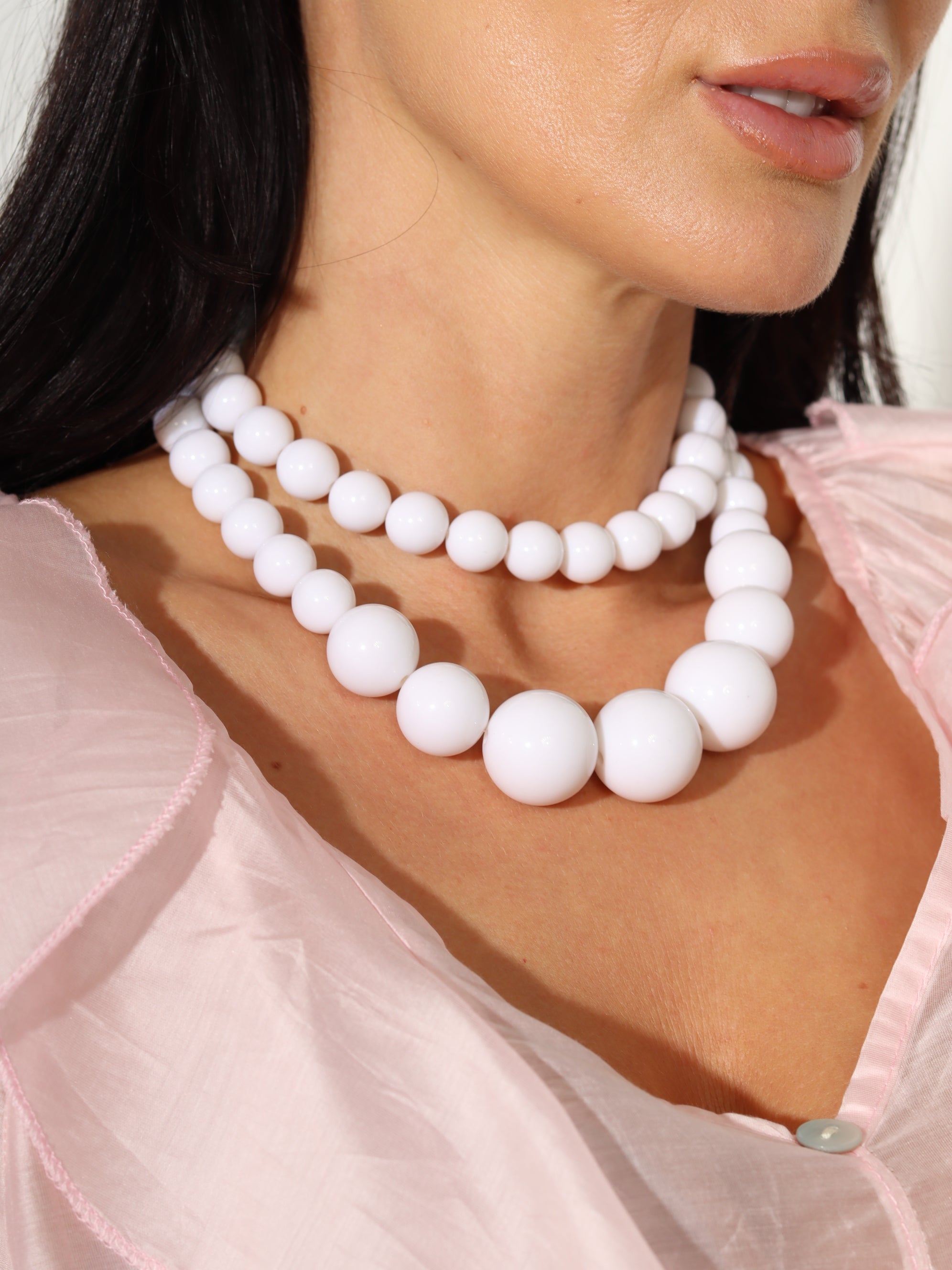 Baltas pērļu kaklarotas komplekts - 18224