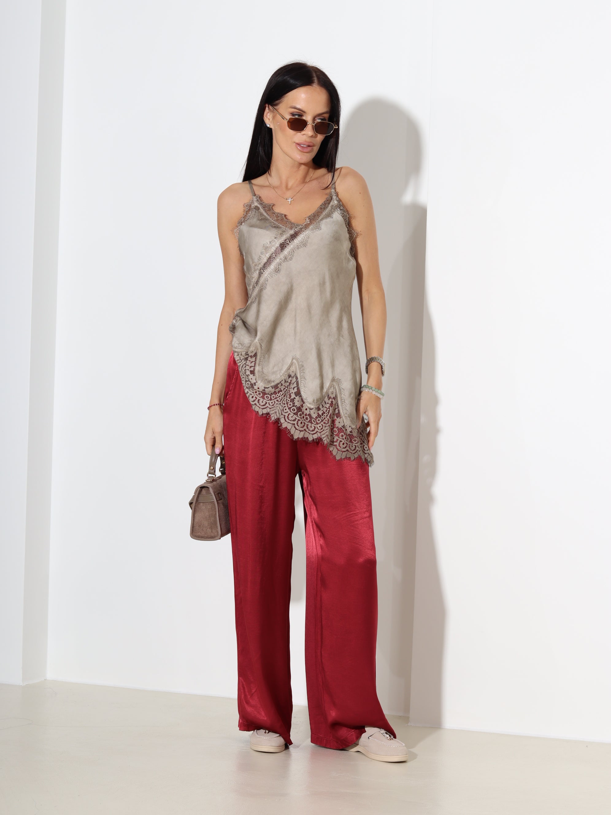 Sarkanas/bordo viskozes bikses- 18482