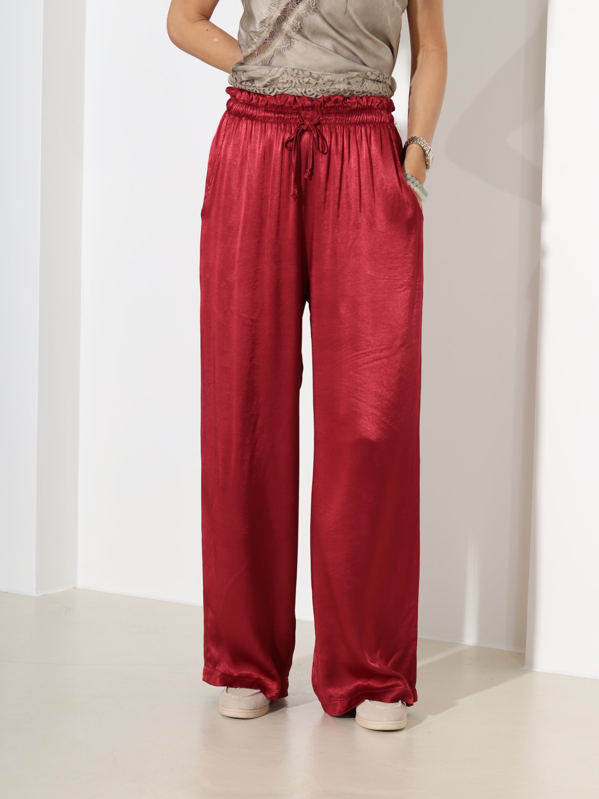 Sarkanas/bordo viskozes bikses- 18482