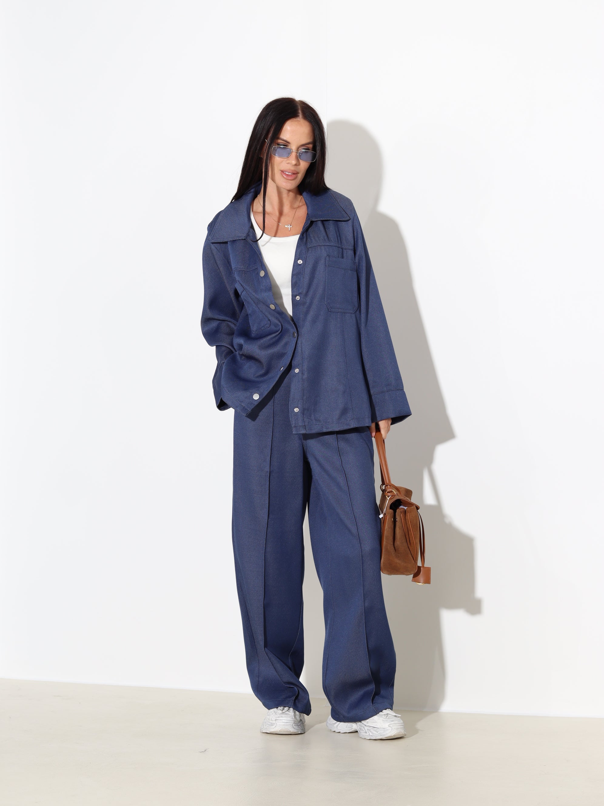 Zils, džinsa nokrāsas auduma komplekt - 17988