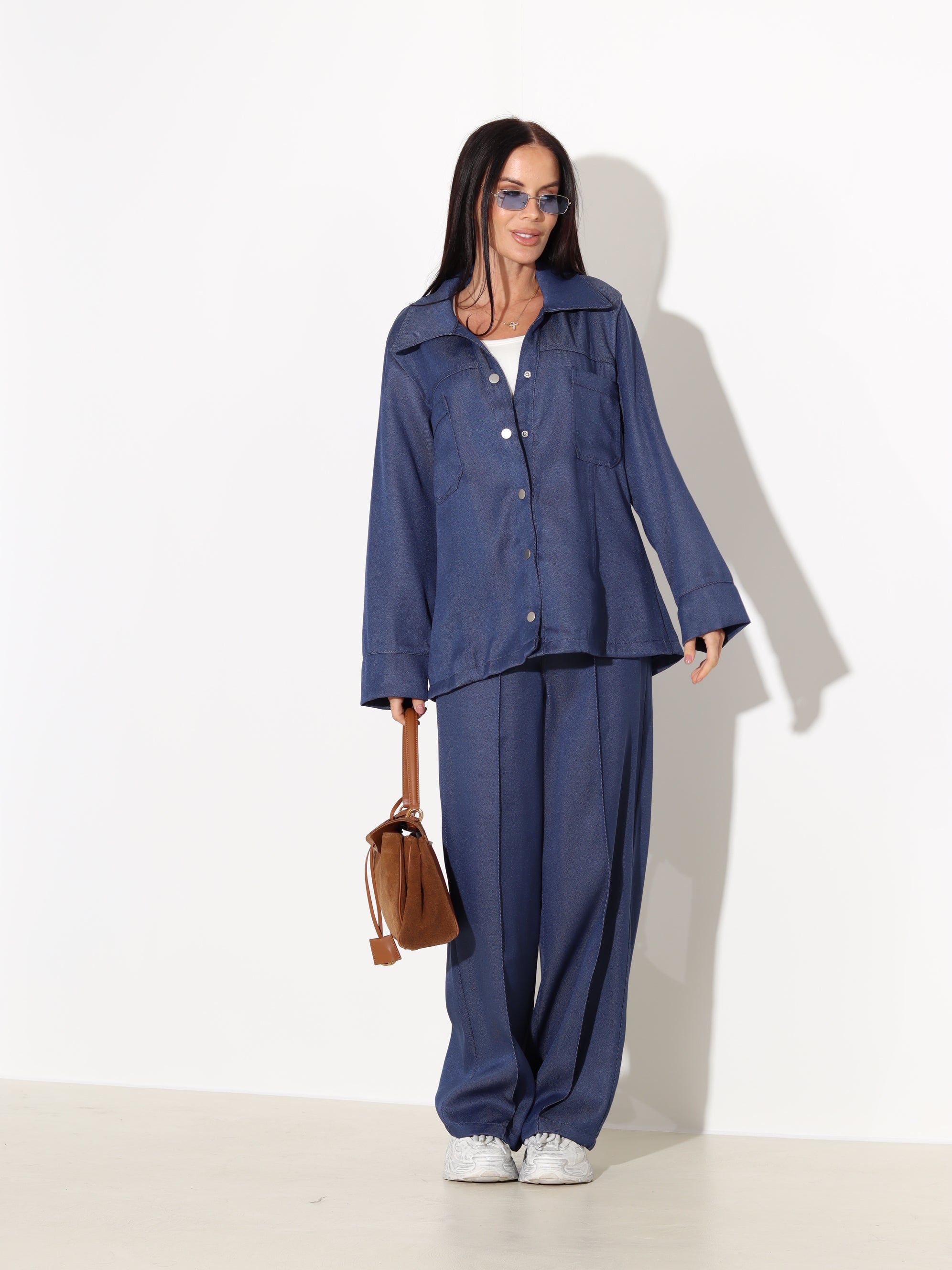 Zils, džinsa nokrāsas auduma komplekt - 17988