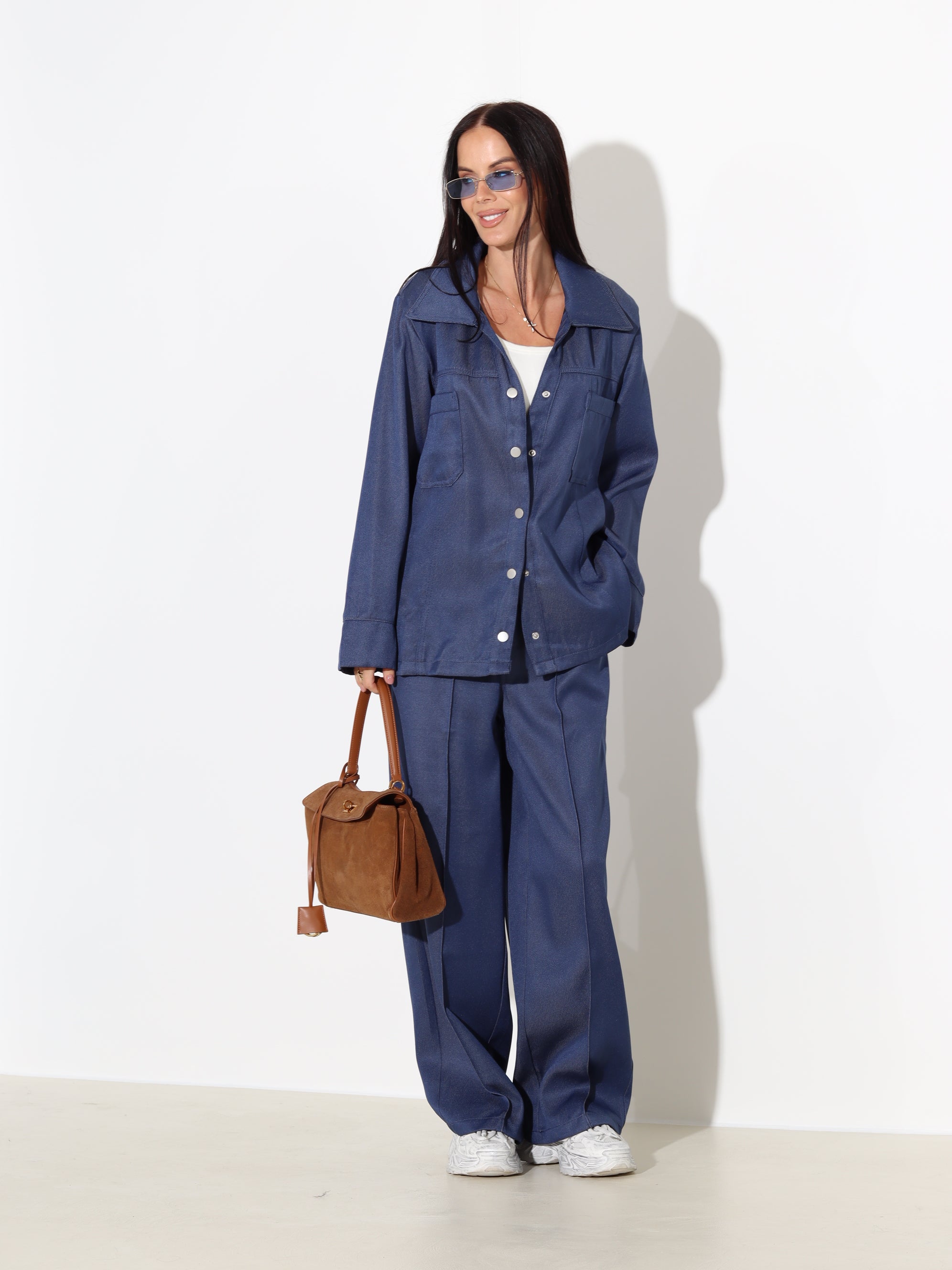 Zils, džinsa nokrāsas auduma komplekt - 17988