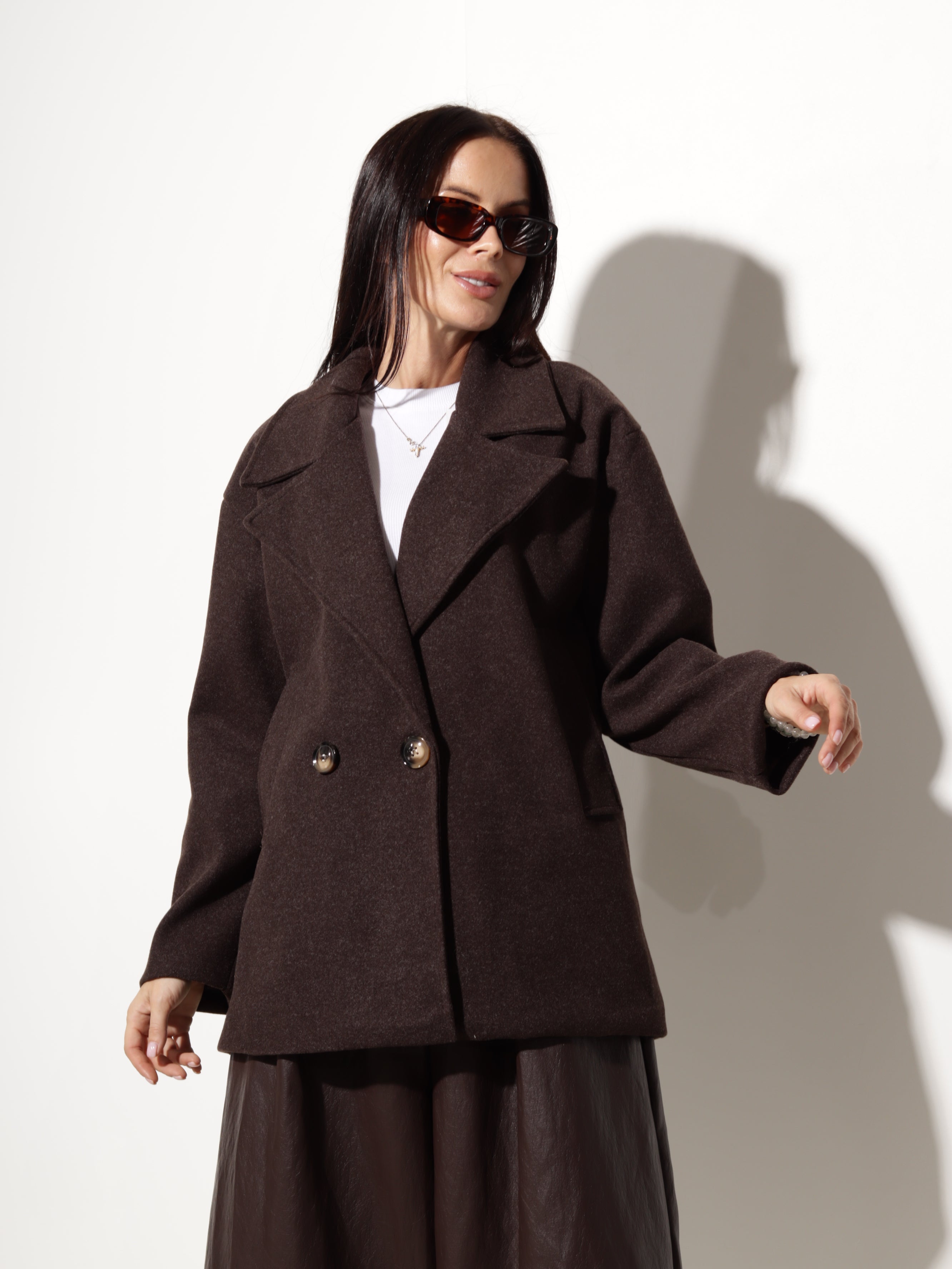 Šoko mēteļauduma jaka, īsa oversize - 20797