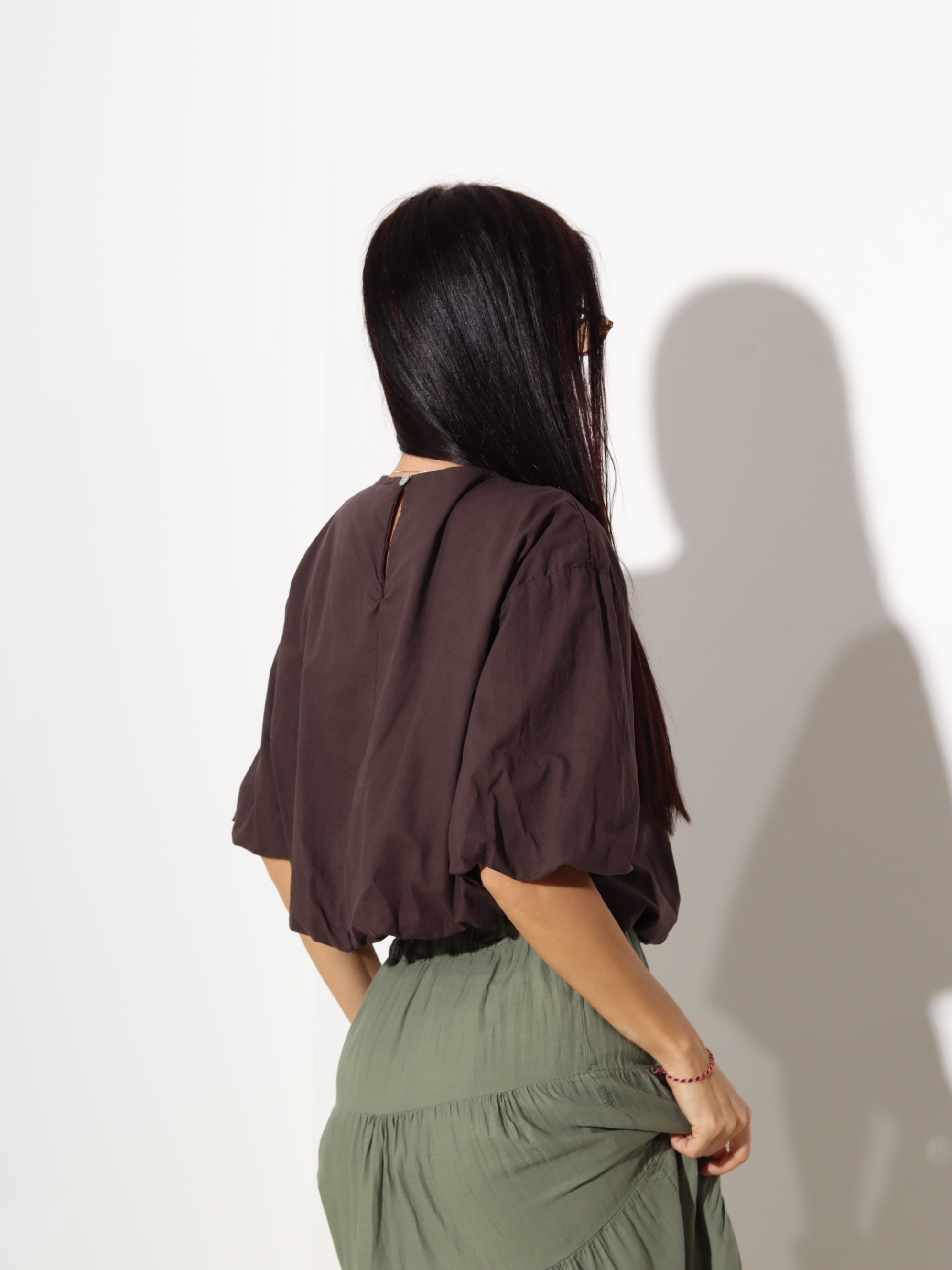 Brūns/šoko balontipa tops, boho stilā - 20164