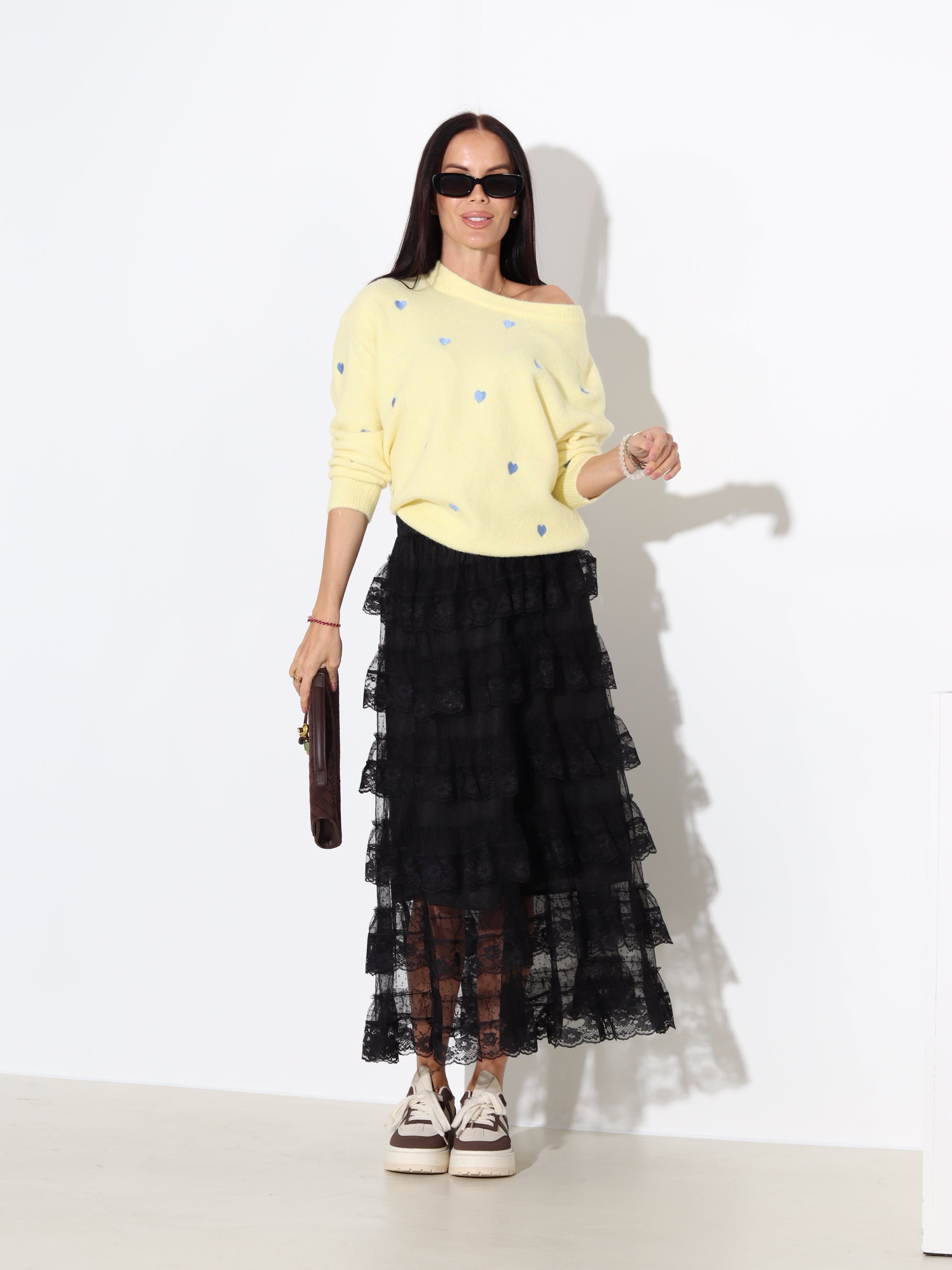 Melni, gari, volānu svārki "Flamenko" - 18004