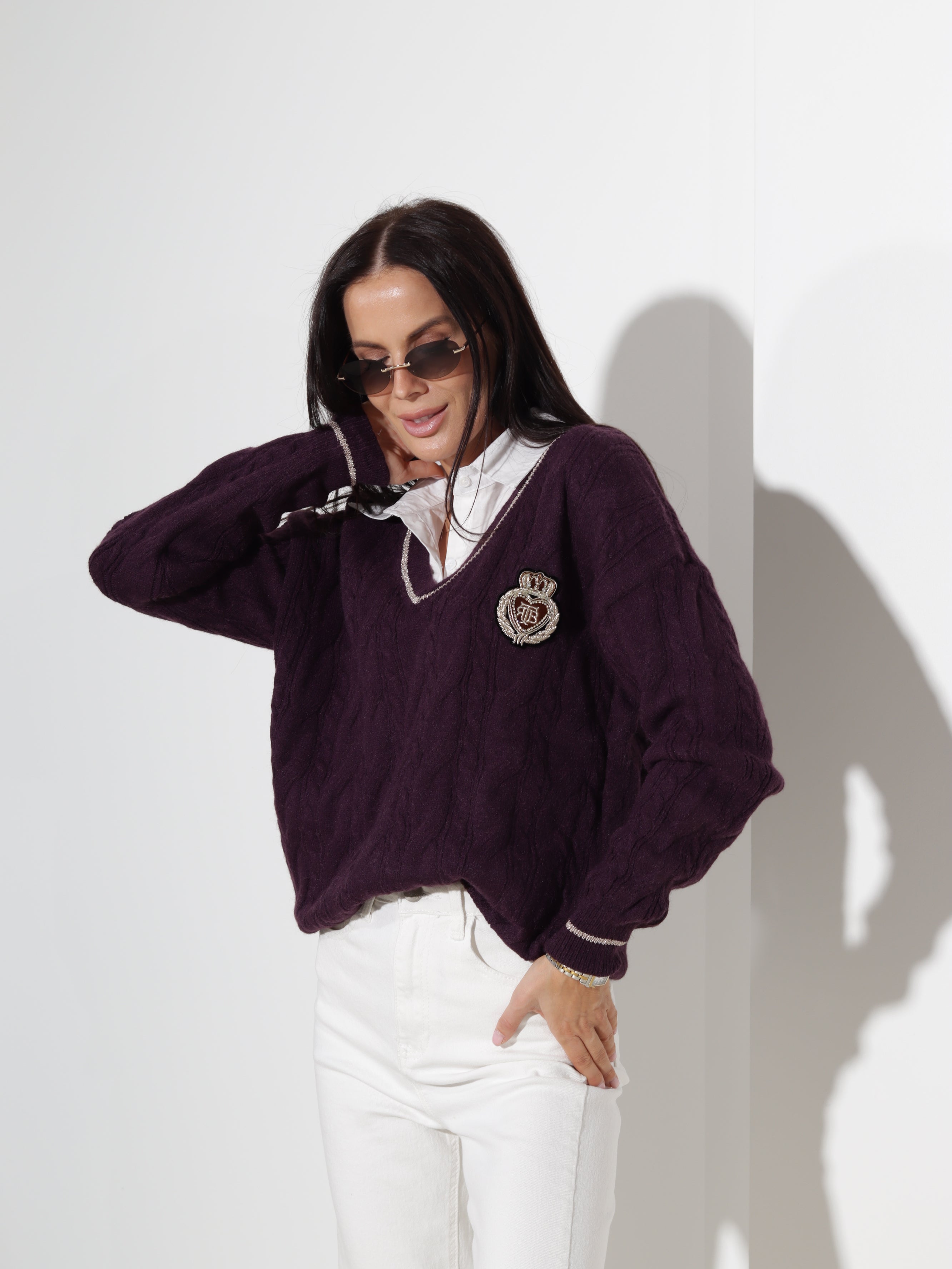 T.violets adīts džemperis 'Preppy' stila - 20483