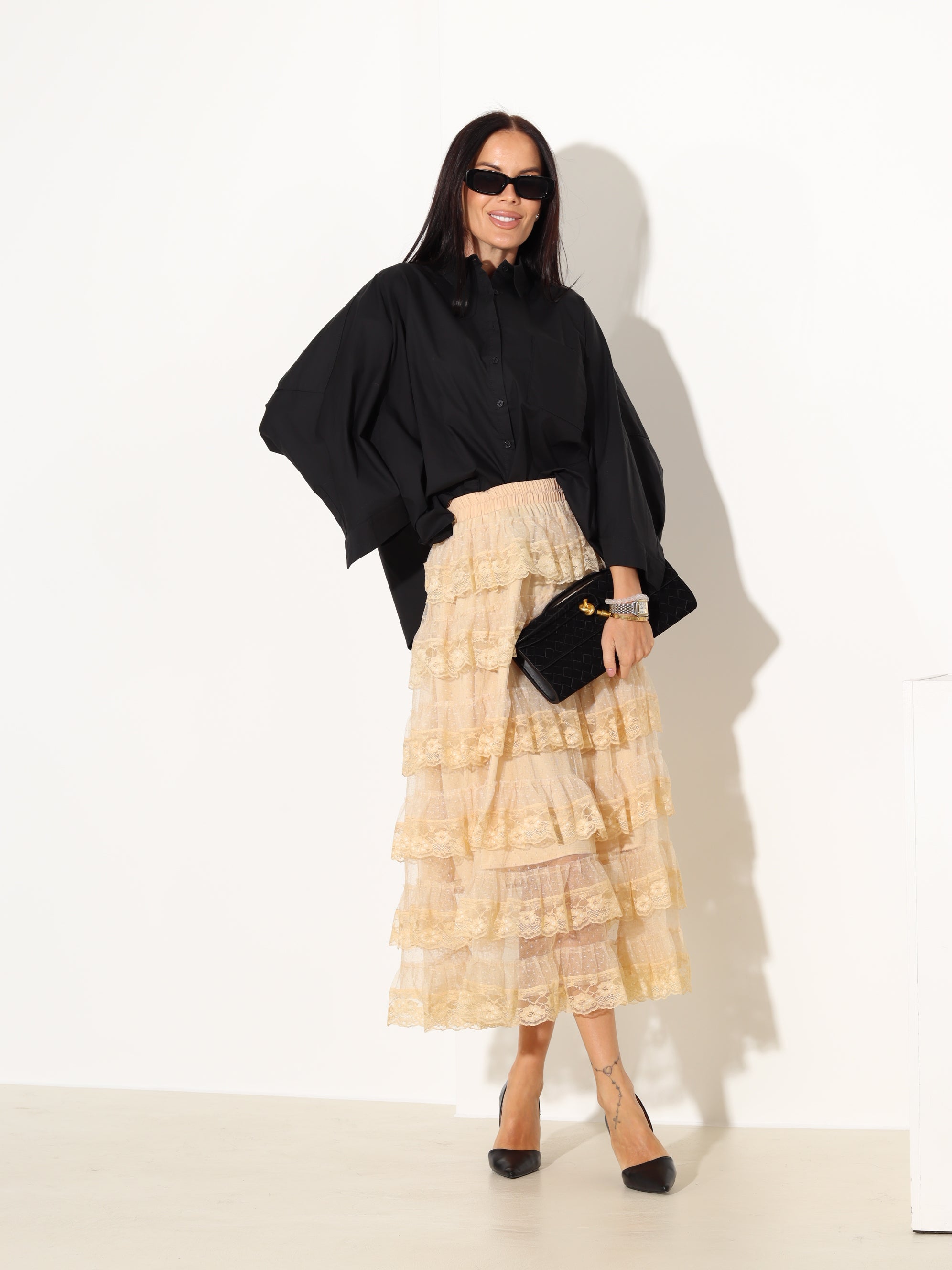 Brūni, gari, volānu svārki "Flamenko" - 18003