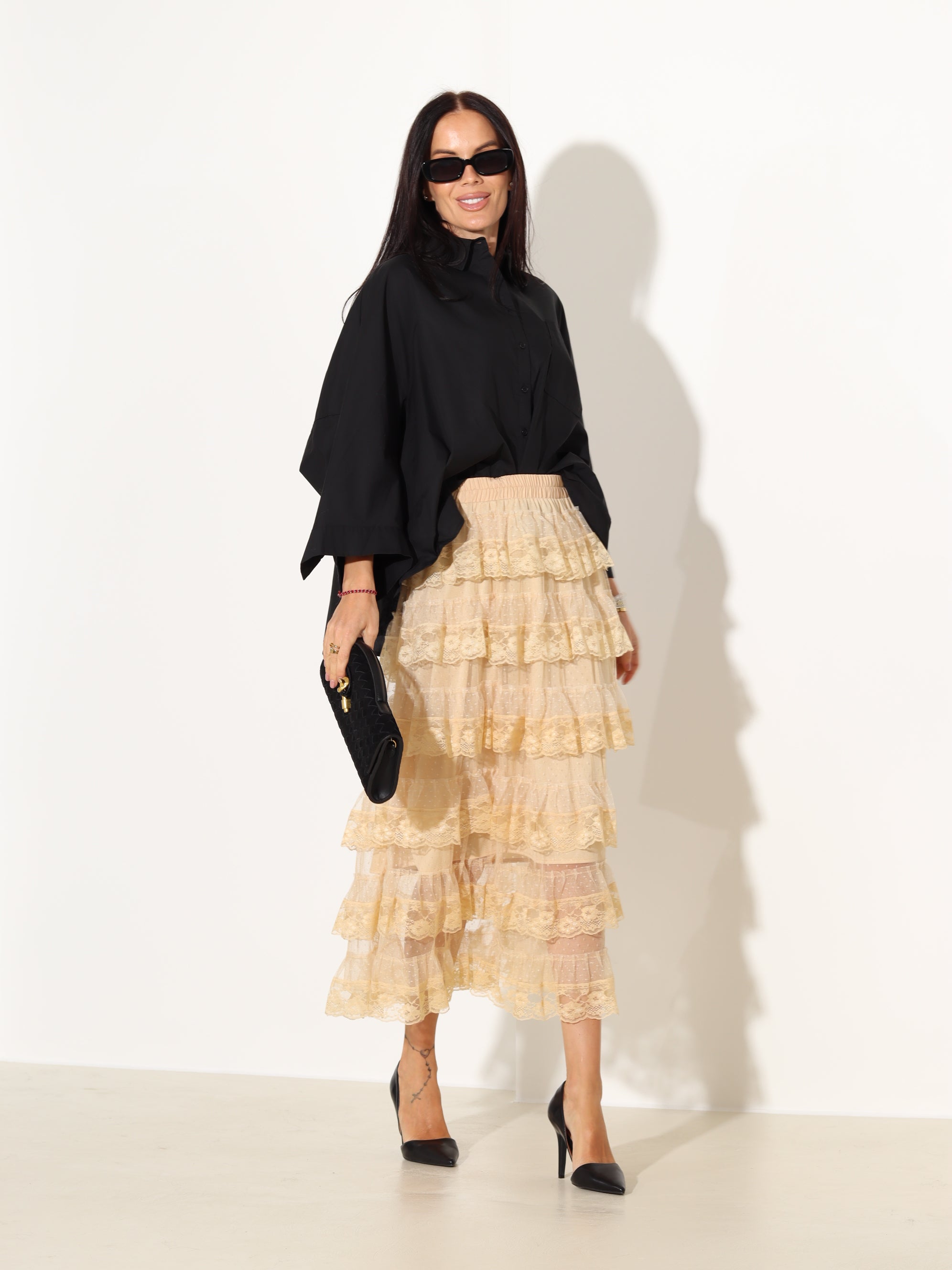 Brūni, gari, volānu svārki "Flamenko" - 18003