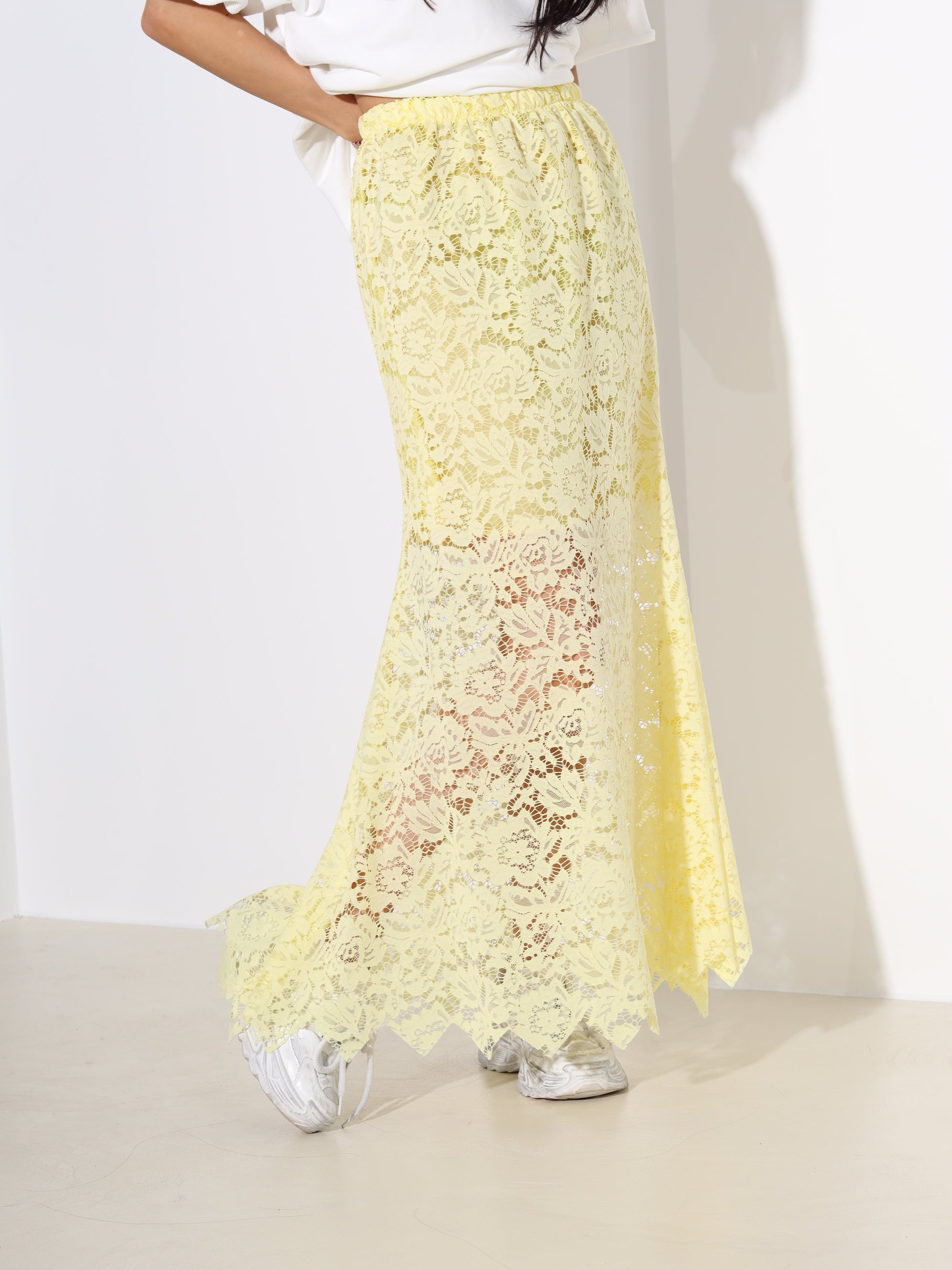 Dzelteni mežģīņu svārki- 18242