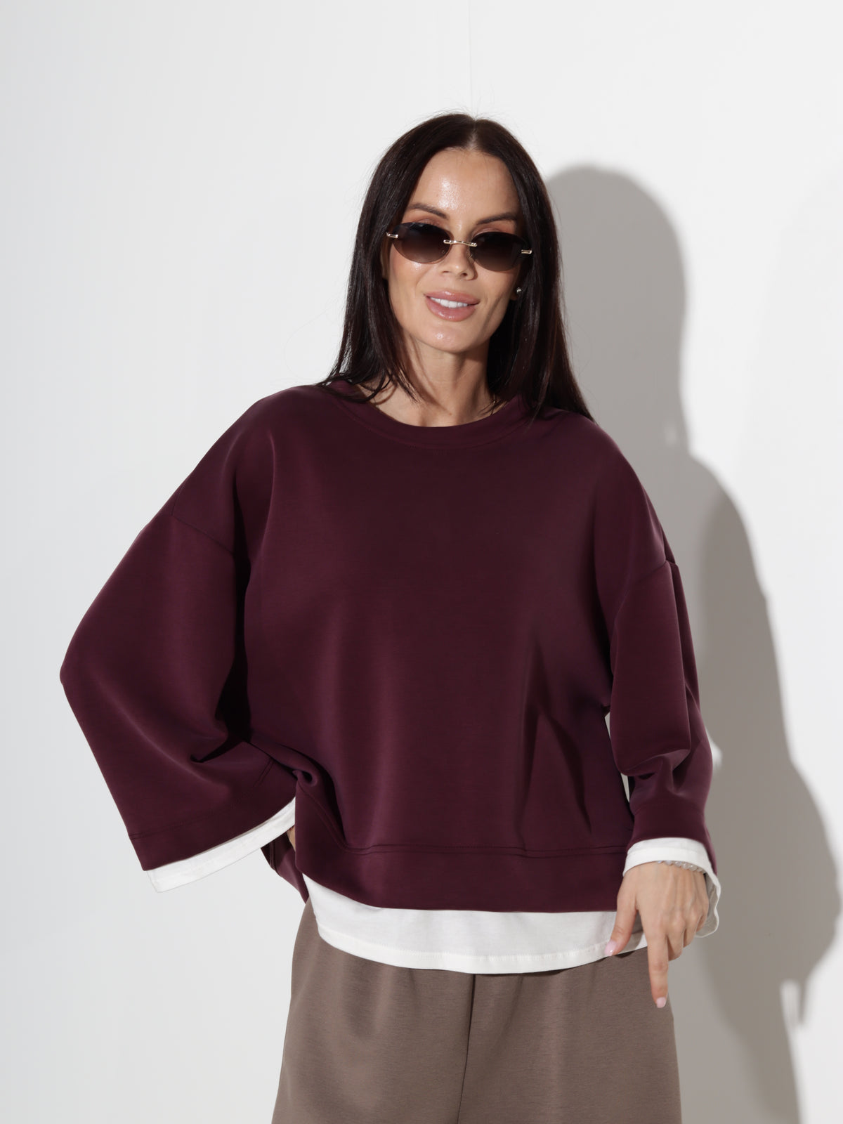 Bordo tops ar imitētu apakštopu - 20833