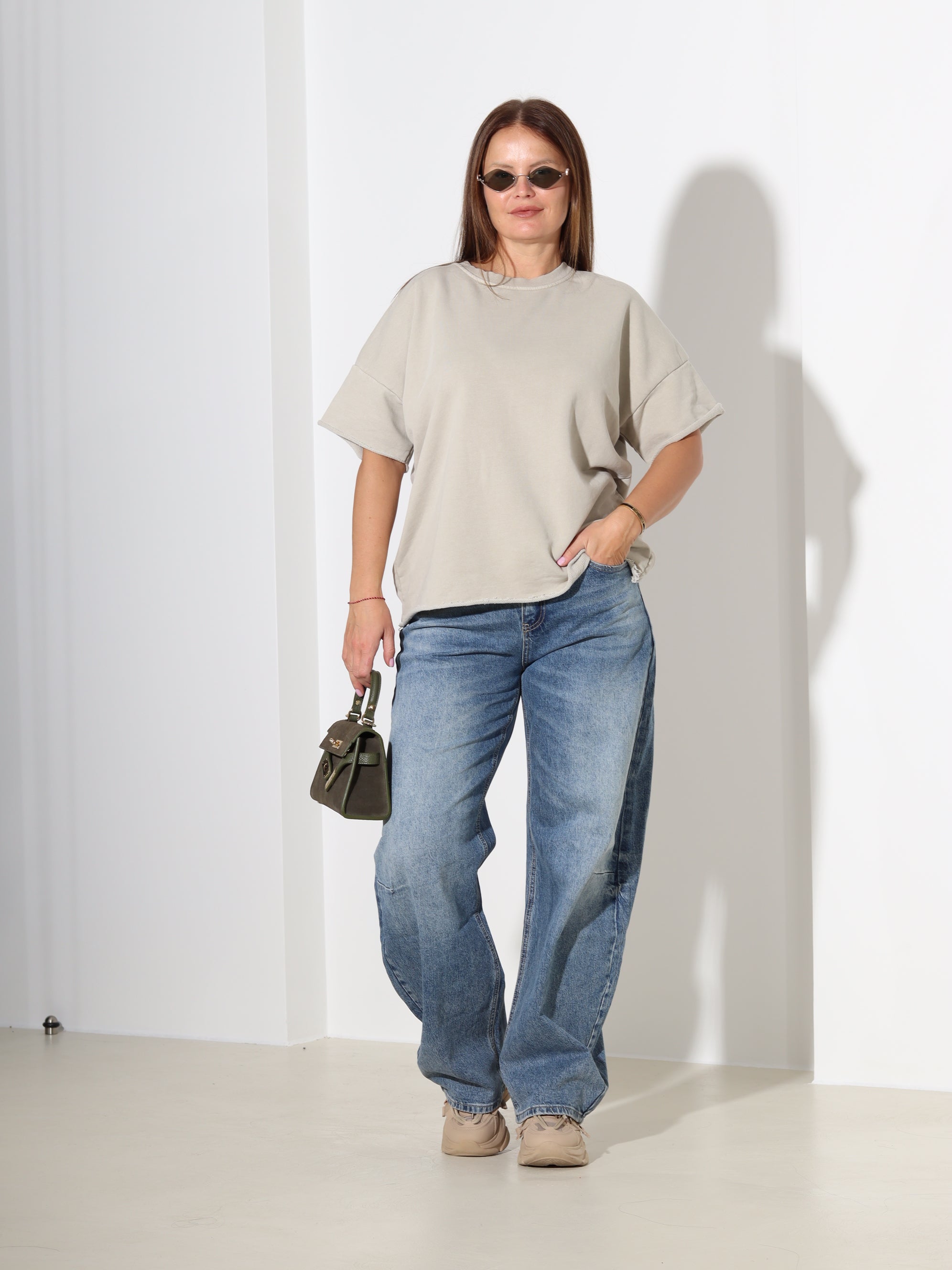 Taupe cilpiņtrikotāšas tops - 18277