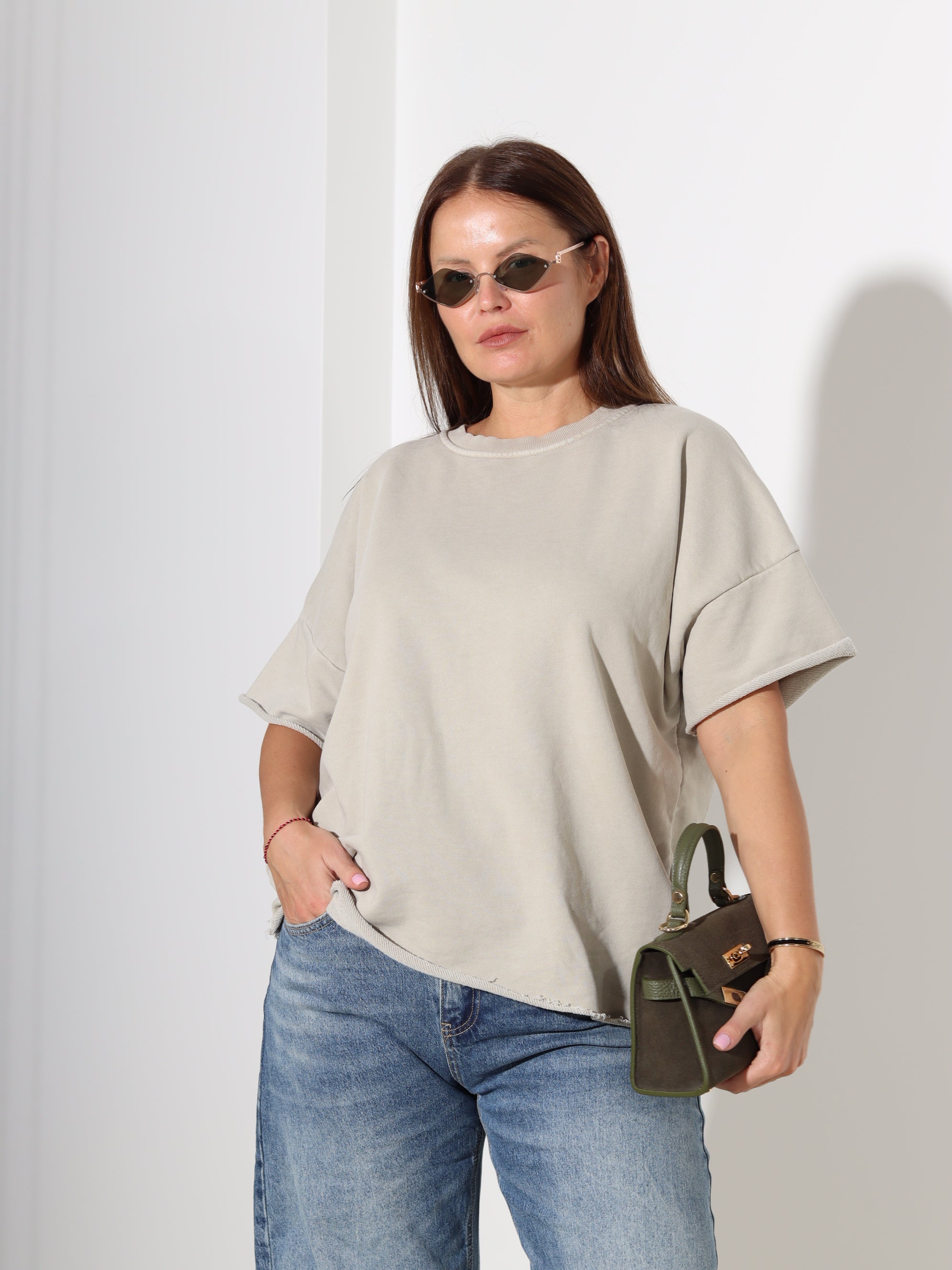 Taupe cilpiņtrikotāšas tops - 18277