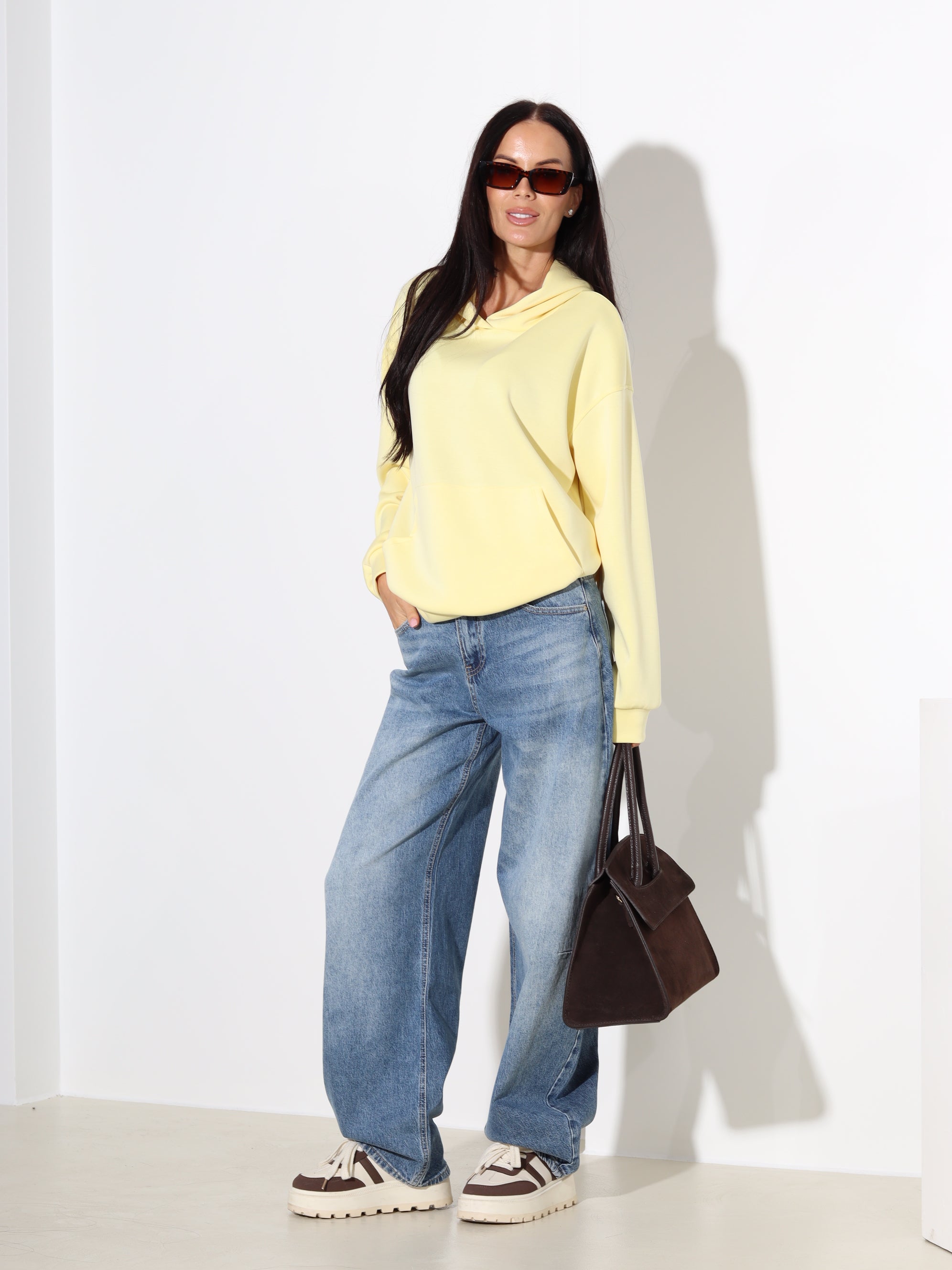 Koši dzeltens džemperis ar kapuci - 18280