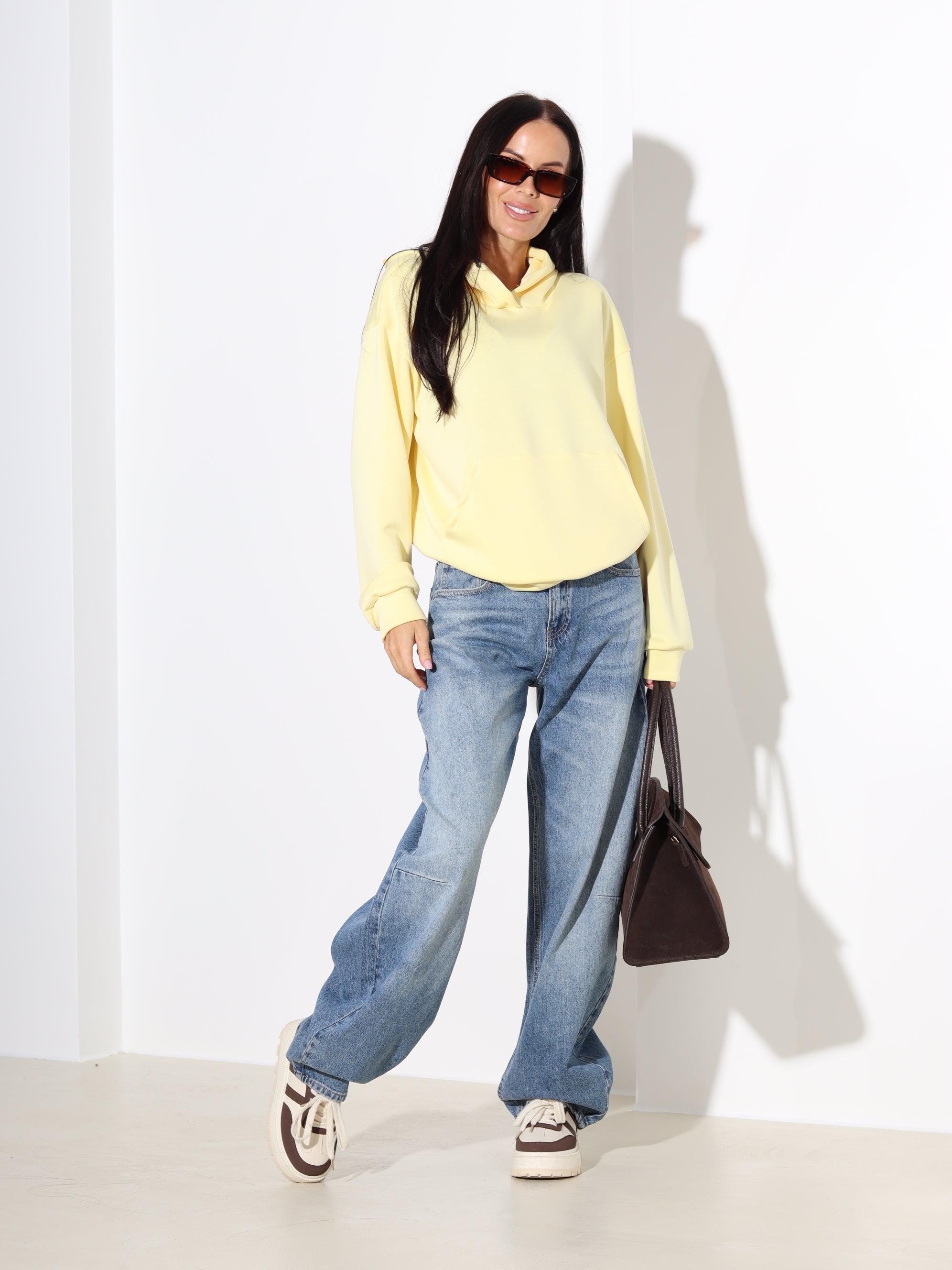 Koši dzeltens džemperis ar kapuci - 18280