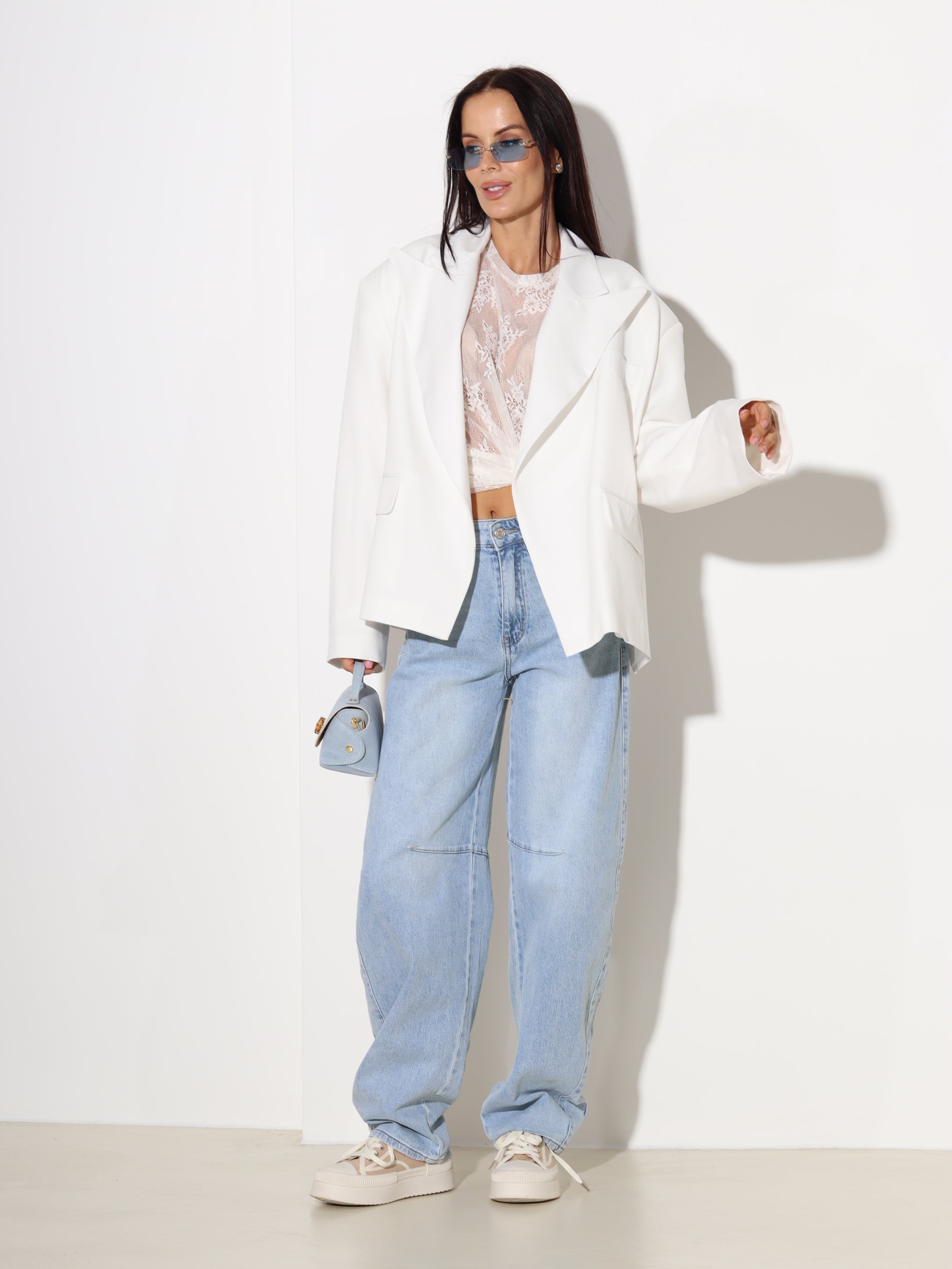 Balta oversize žakete 'Relaxed fit' - 19901