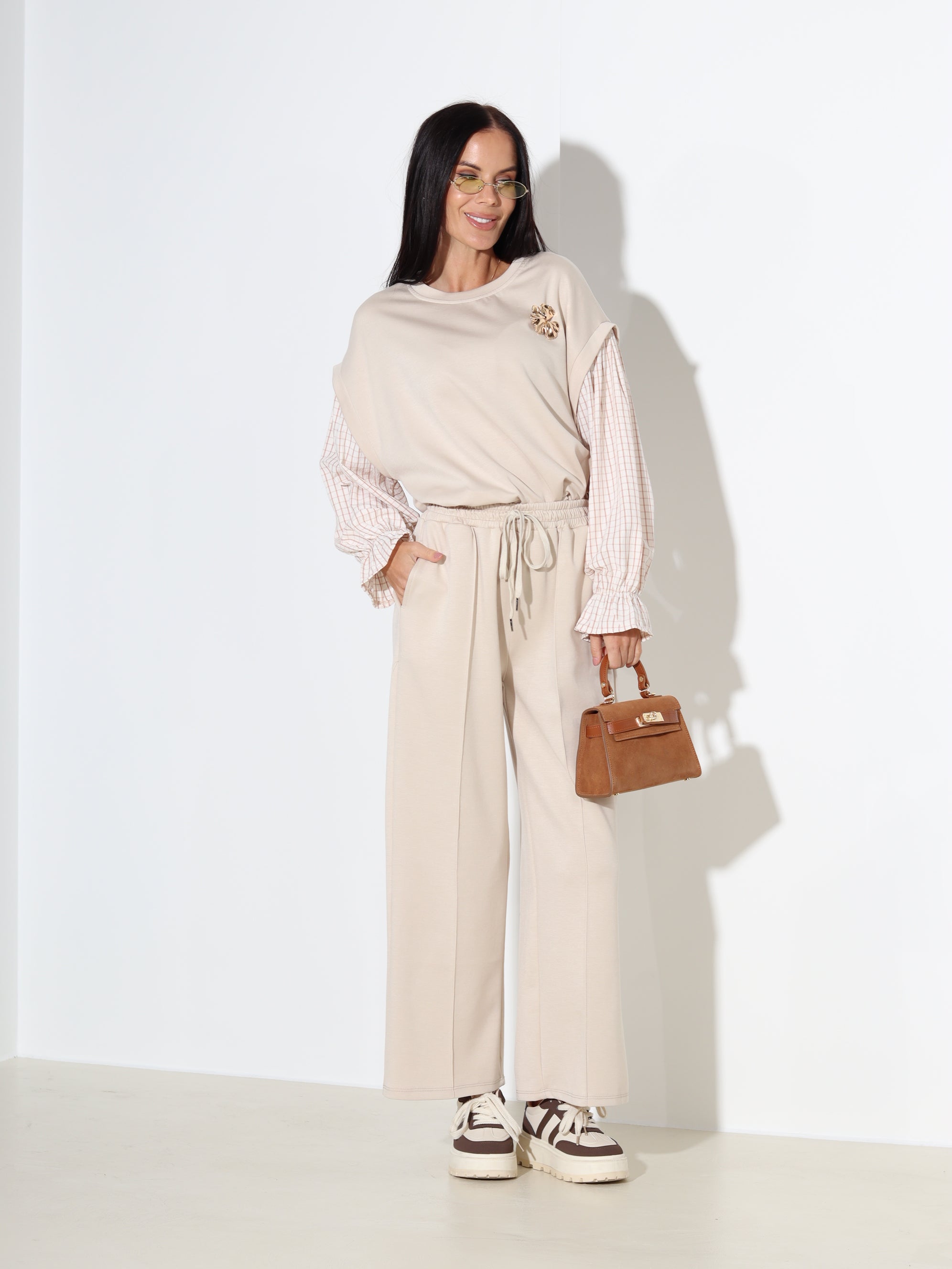 Bēšas sportiska stila püksid - 18022