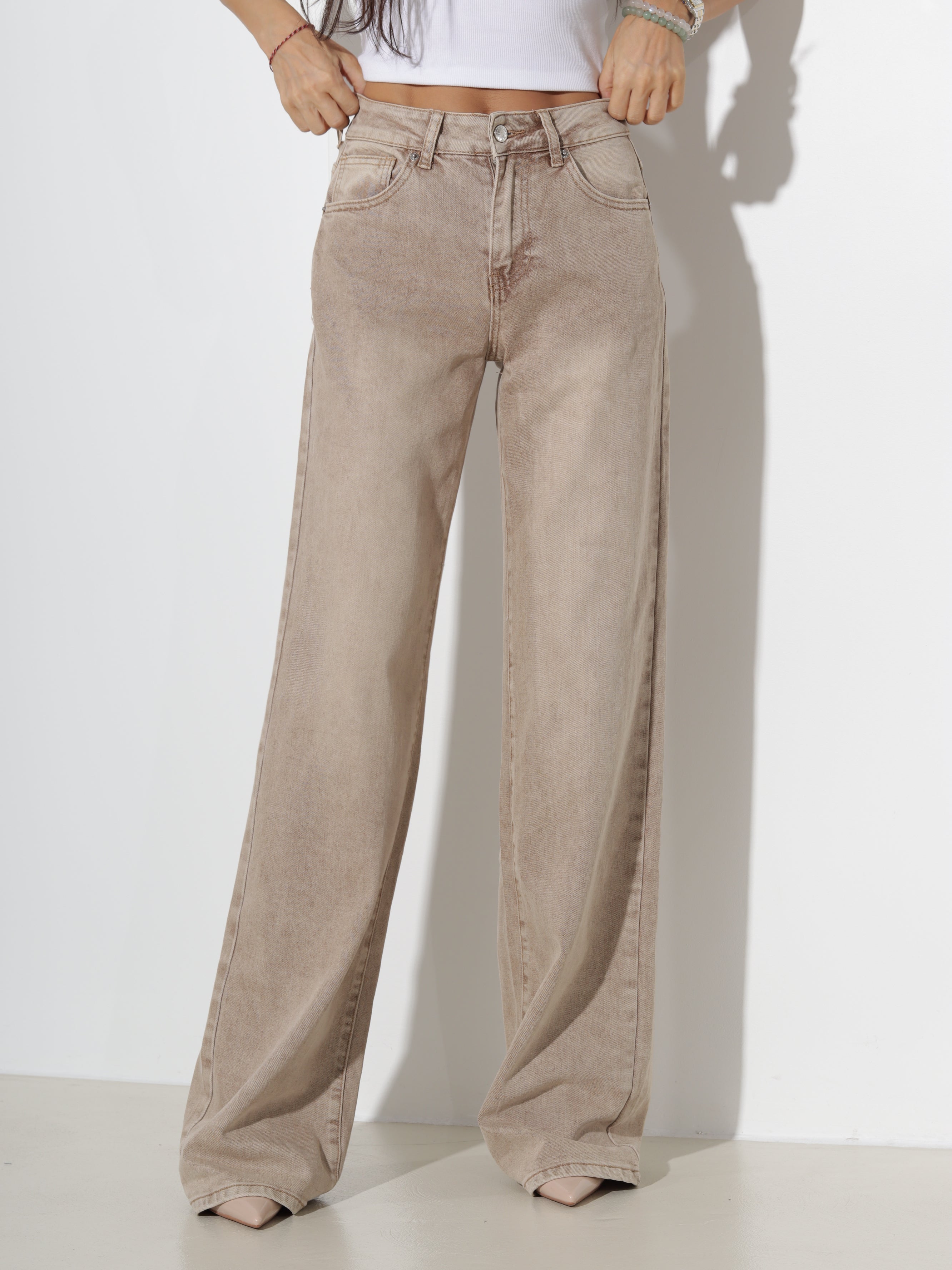 Bēšas džinsa bikses 'Straight leg', extra long - 20523
