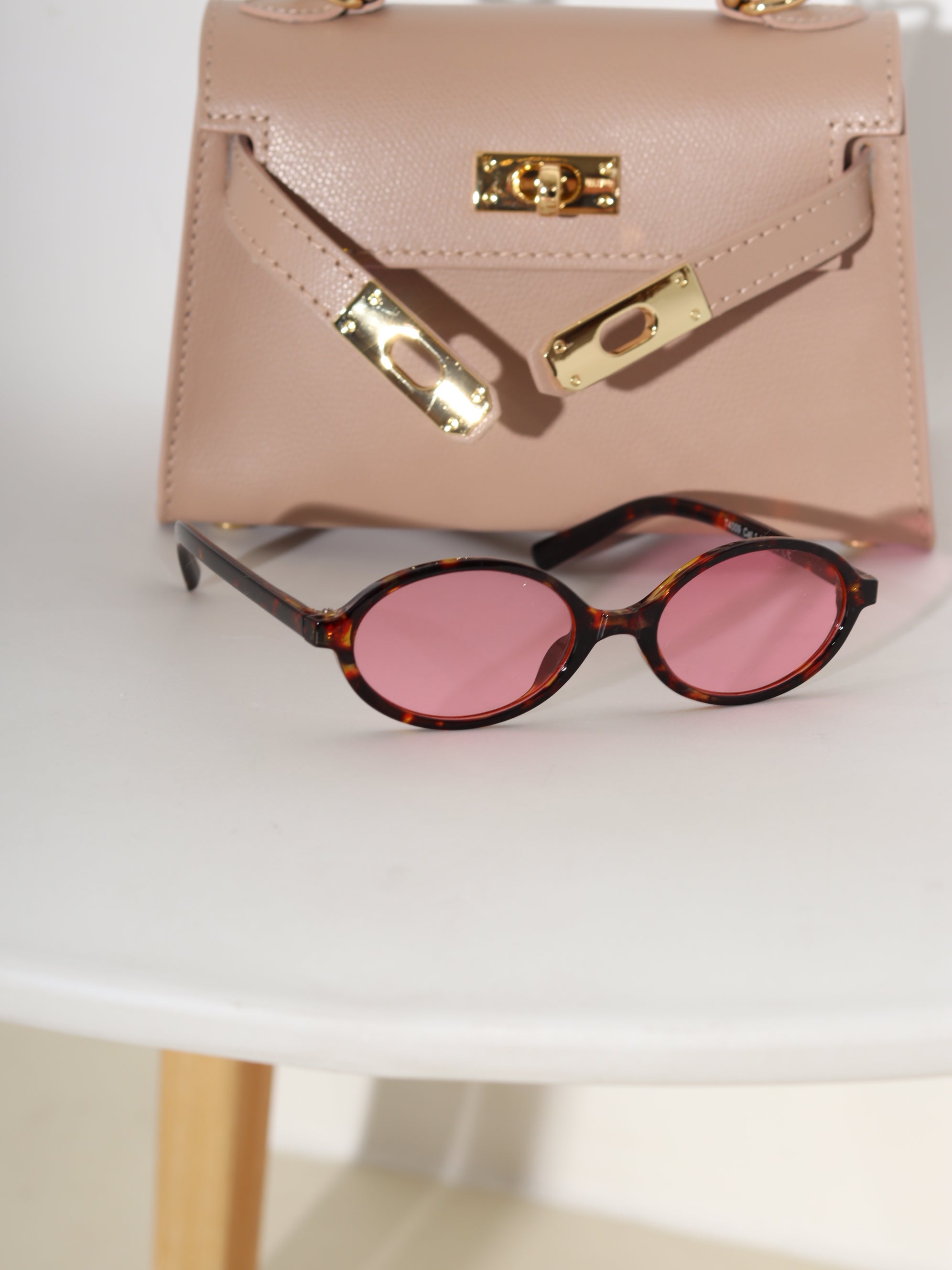 Brūnas+rozā smalki ovālas saulesbrilles- 18802