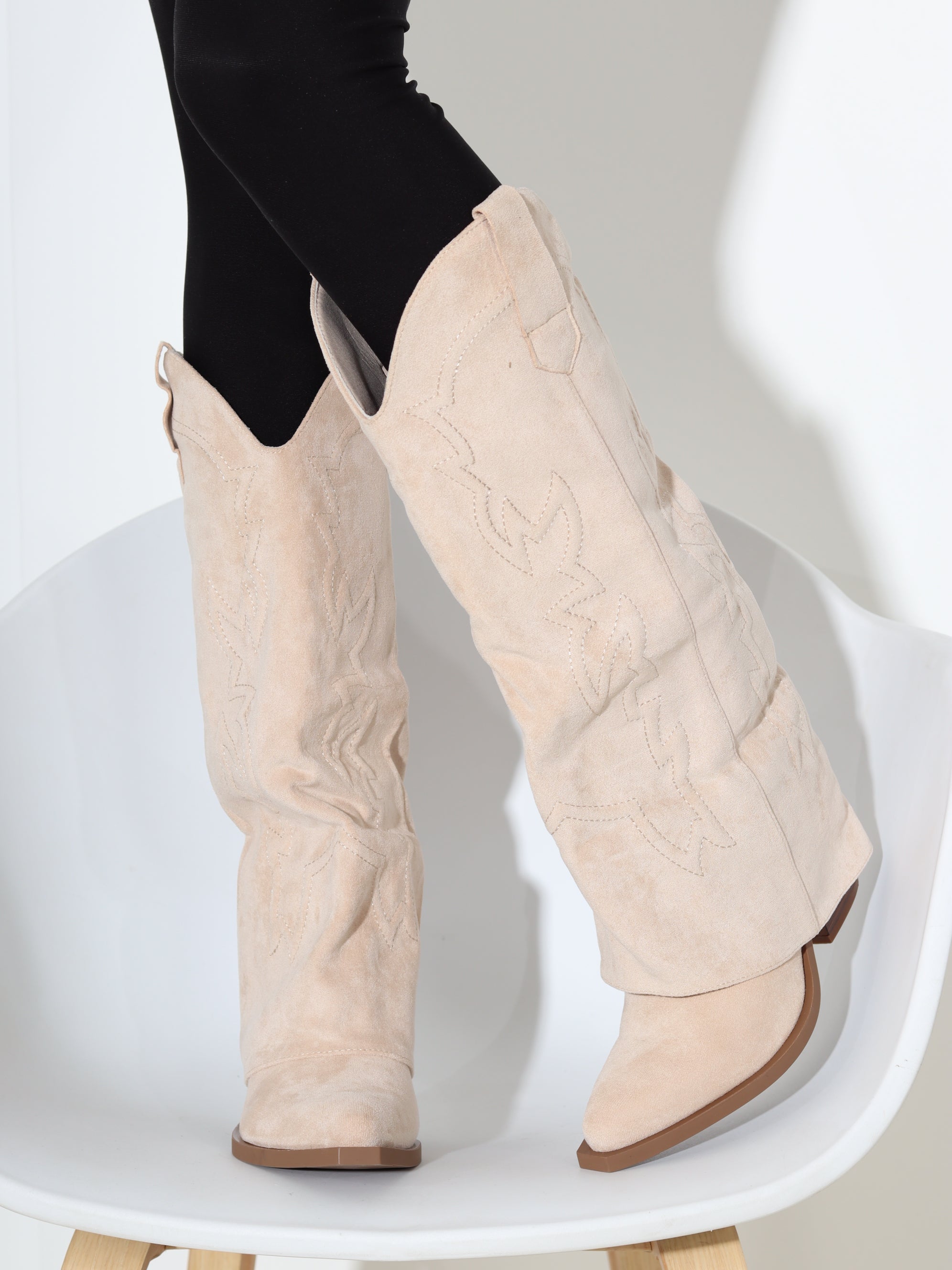 Bēši, gari m/zamša kovboja tipa zābaki - 18269