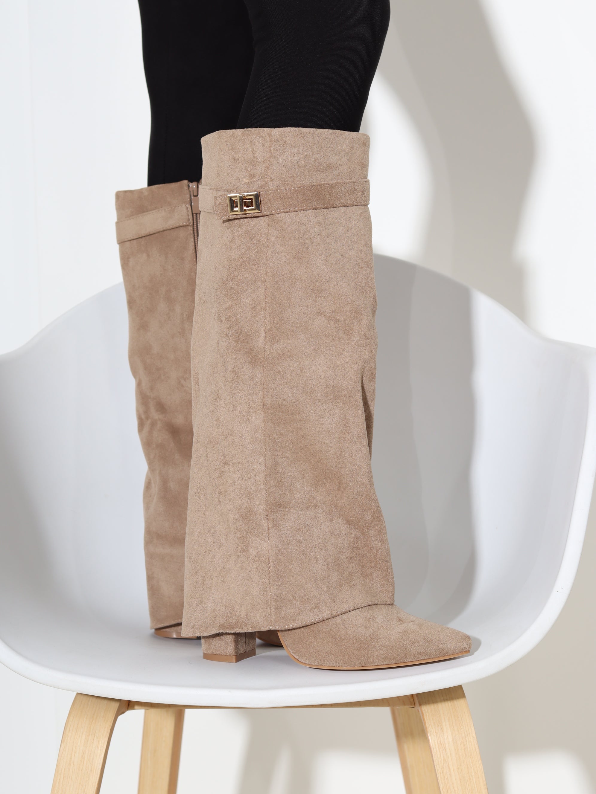 G.brūni m/zamša zābaki, gari ar pārloku uz papēdi - 18268