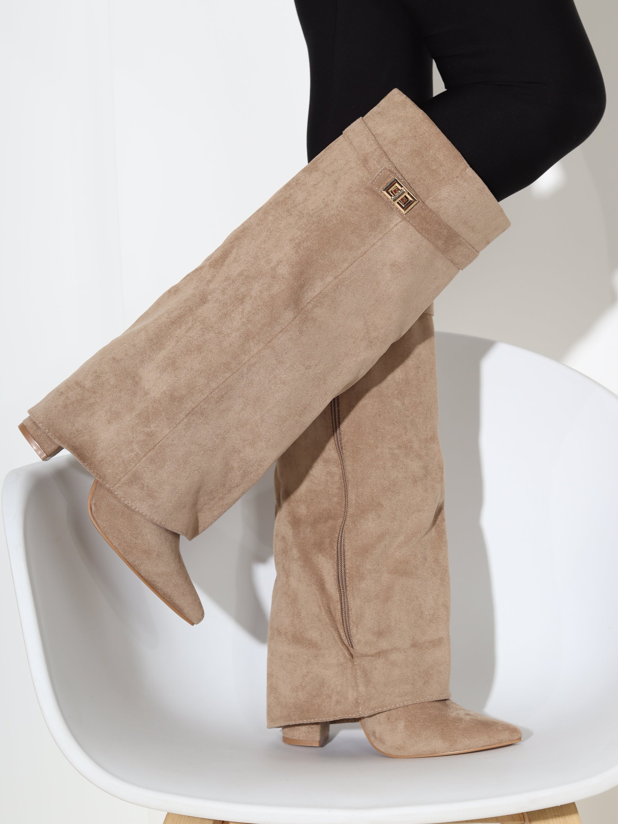 G.brūni m/zamša zābaki, gari ar pārloku uz papēdi - 18268