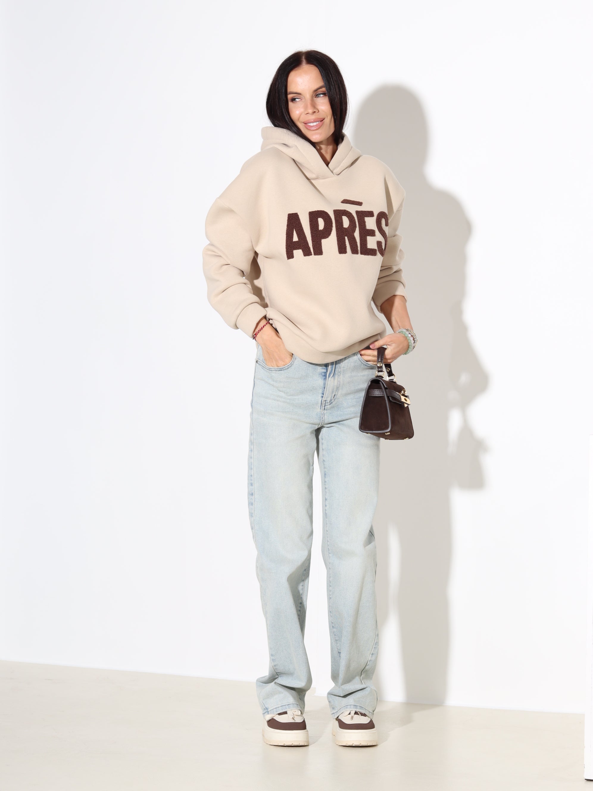 Bēšs džemperis/hūdijs "Aprēs" – 18034