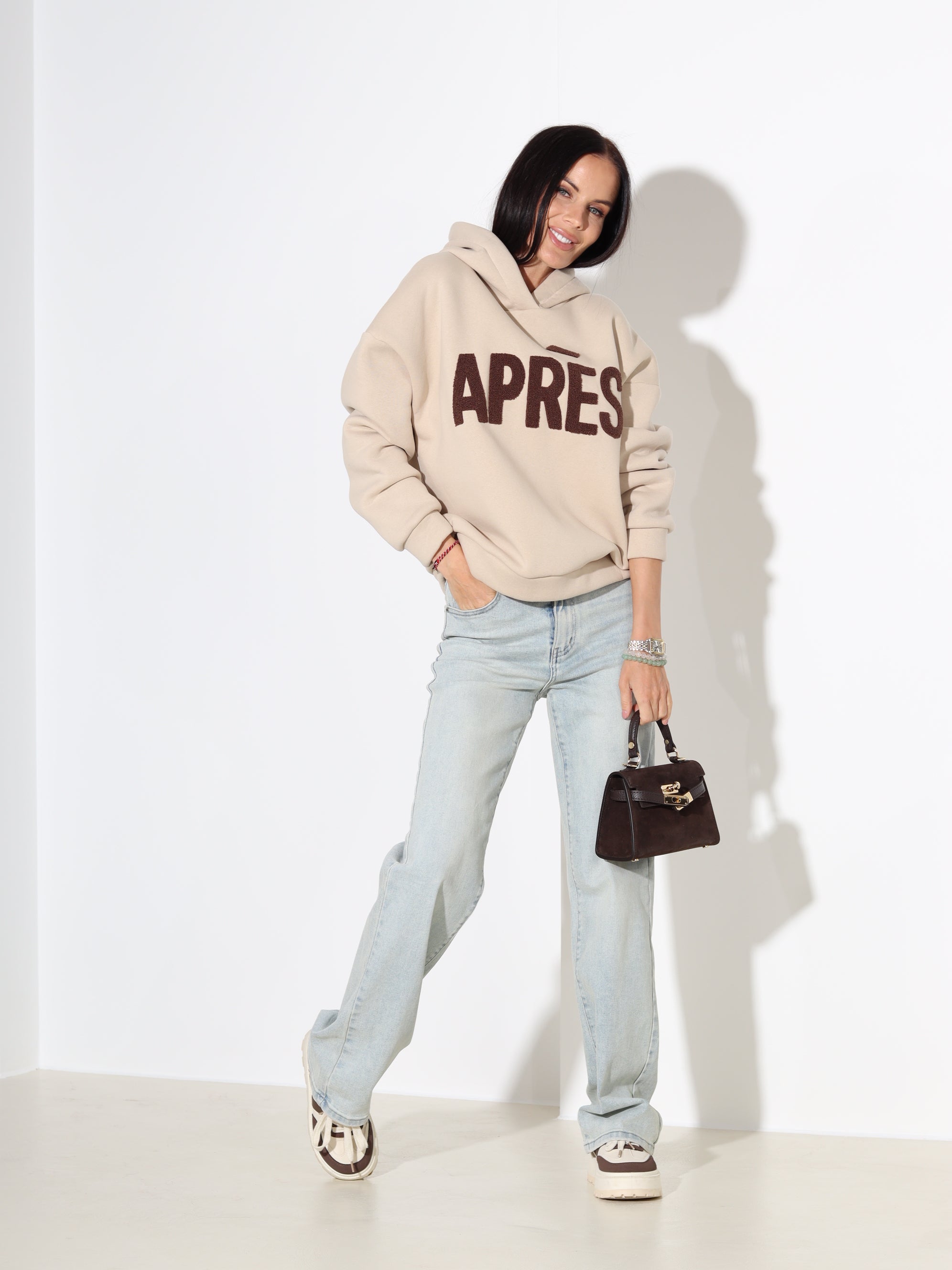 Bēšs džemperis/hūdijs "Aprēs" – 18034