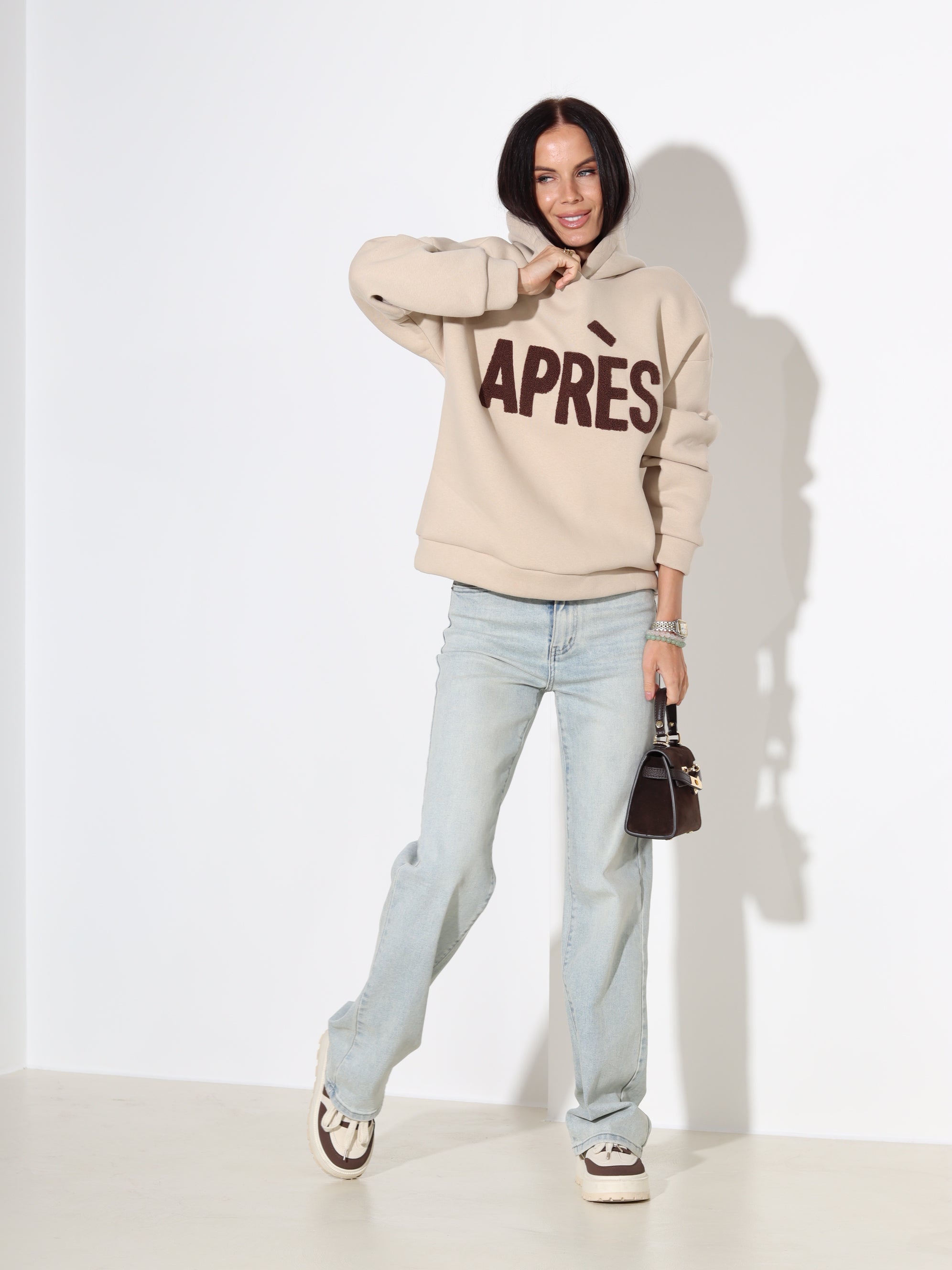 Bēšs džemperis/hūdijs "Aprēs" – 18034