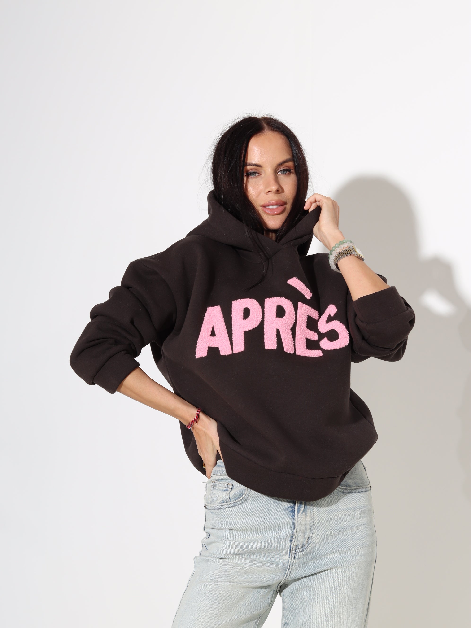 Brūns džemperis/hūdijs "Aprēs" - 18037